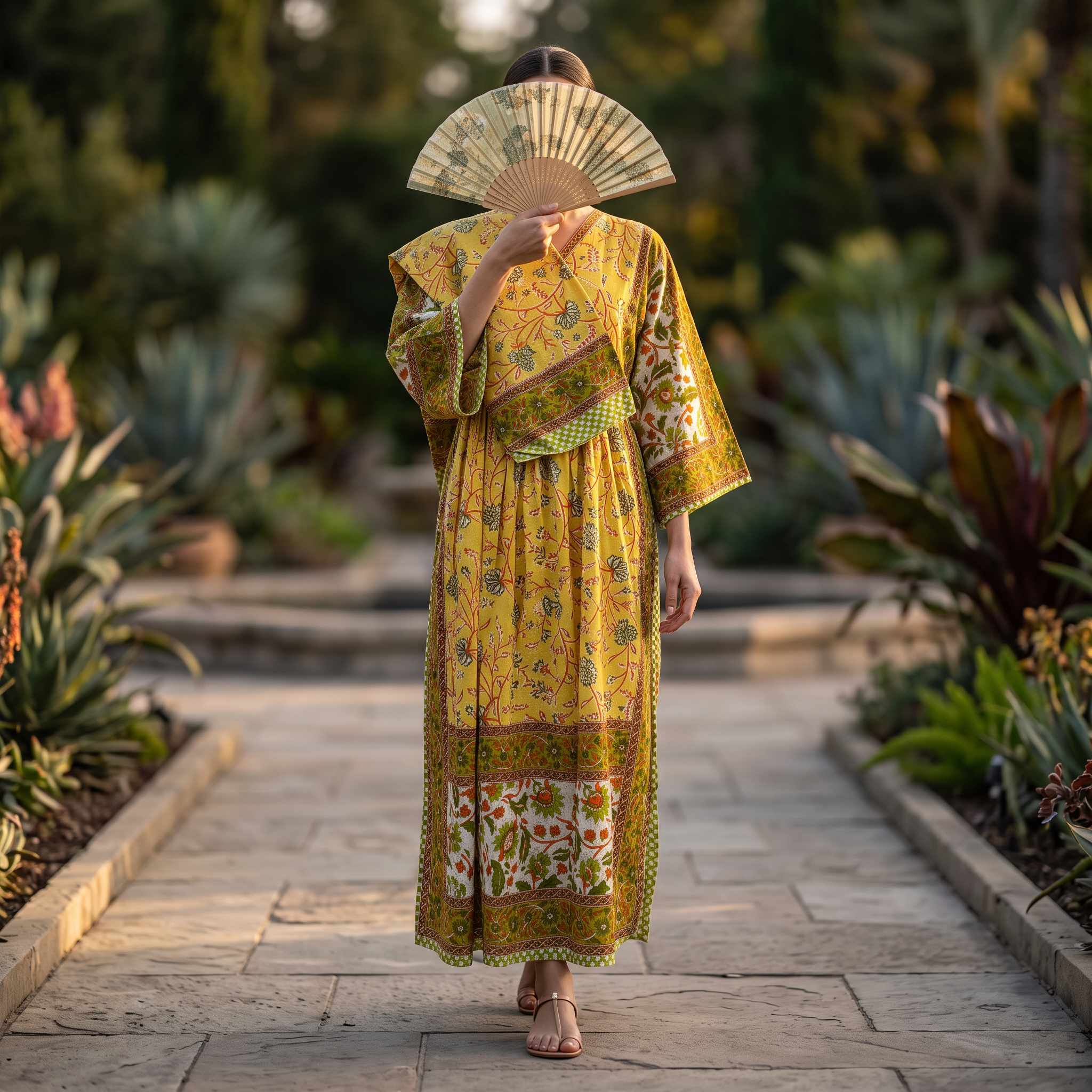 XS-S Cotton Printed Amber Dress 54" Long Jalabiya With Sheila 25556-1336 JP