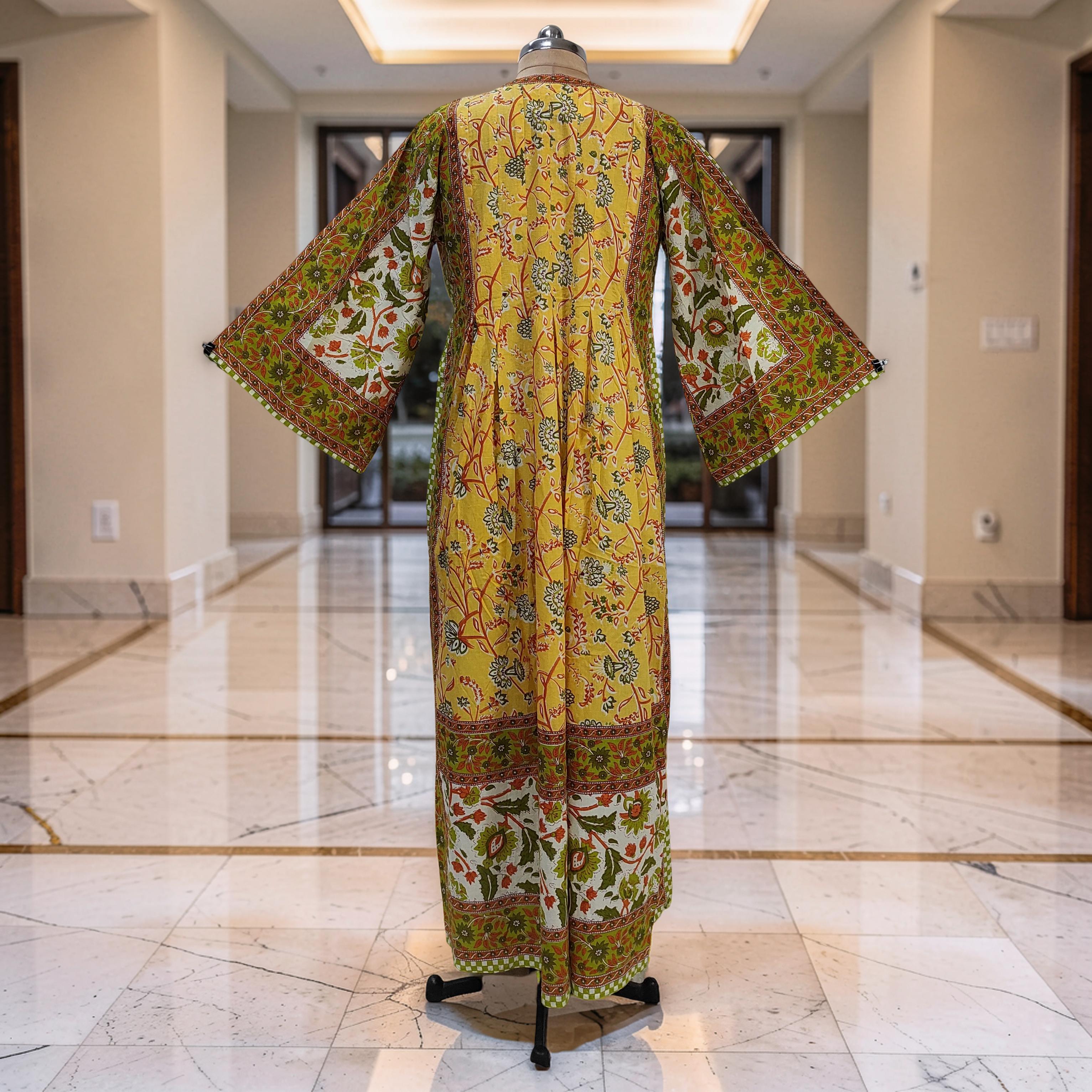 XS-S Amber With Sheila Printed Cotton Dress 54" Long Jalabiya 25556-1336 JP