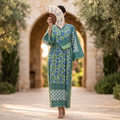 XS-S Cotton Printed Amber Dress 54" Long Jalabiya With Sheila 25558-1337 JP