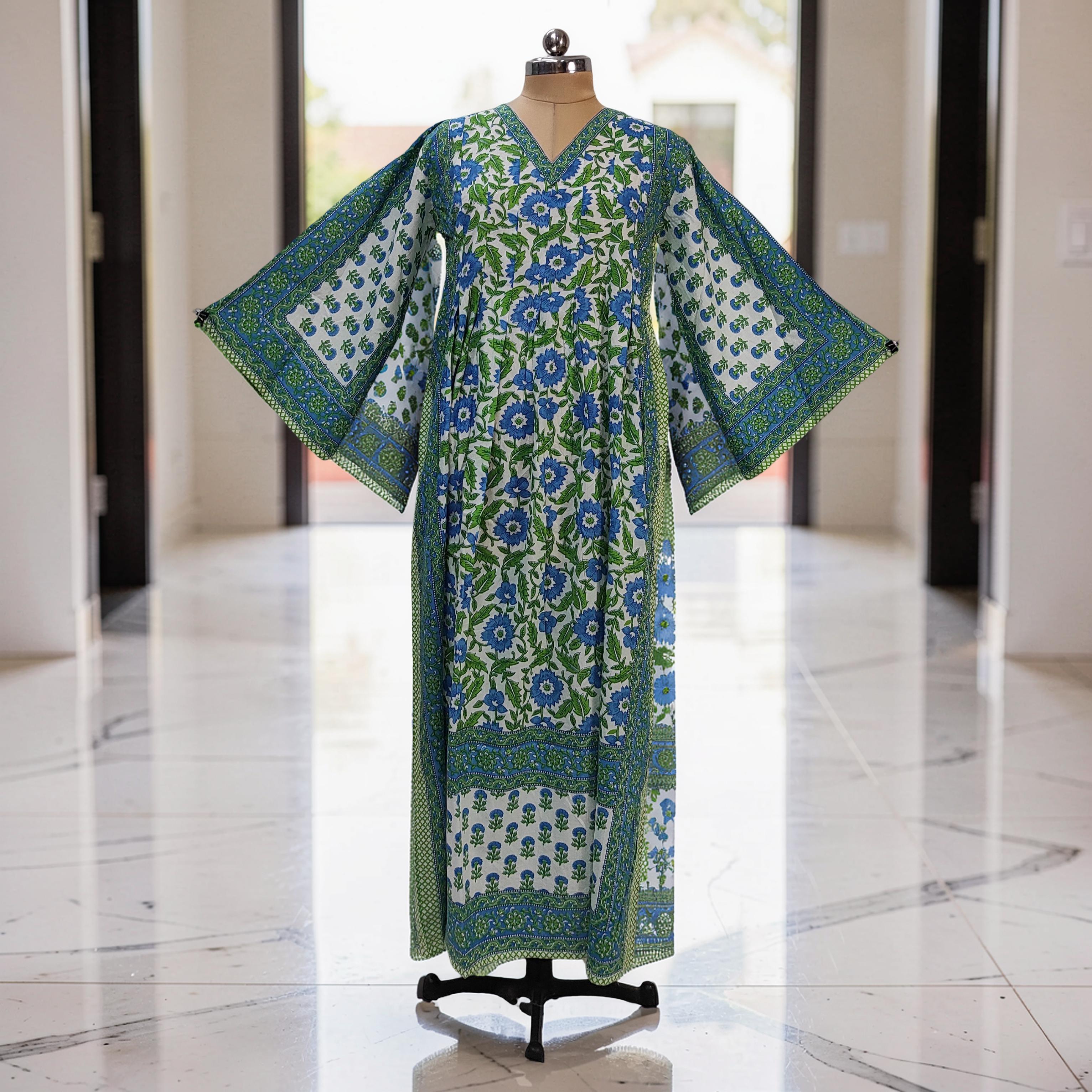XS-S Amber With Sheila Printed Cotton Dress 54" Long Jalabiya 25558-1336 JP