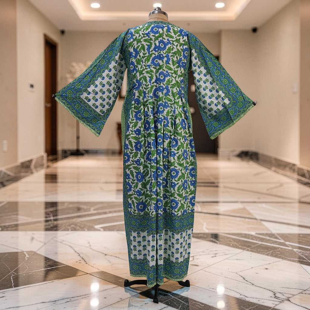 XS-S Amber With Sheila Printed Cotton Dress 54" Long Jalabiya 25558-1336 JP