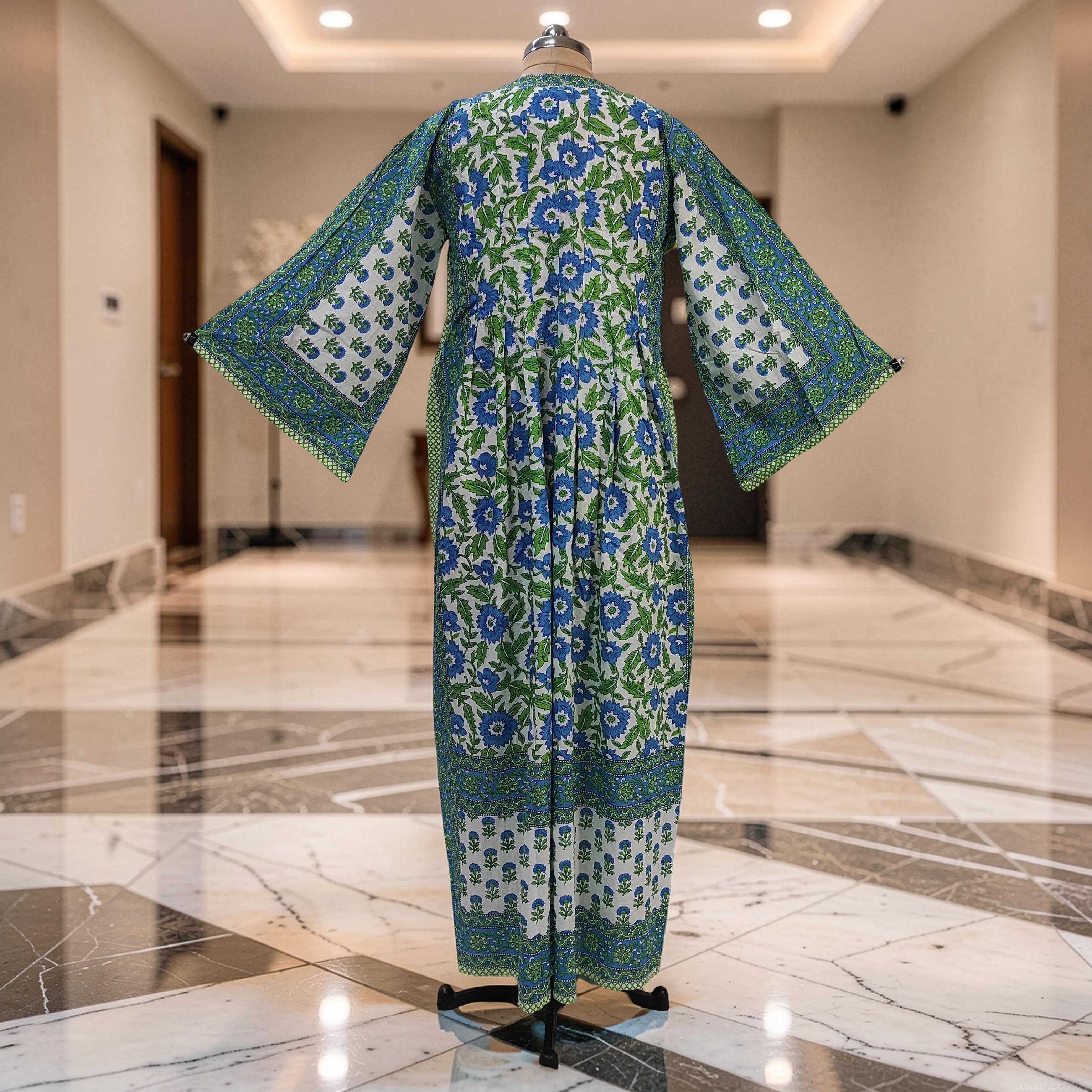 XS-S Amber With Sheila Printed Cotton Dress 54" Long Jalabiya 25558-1336 JP