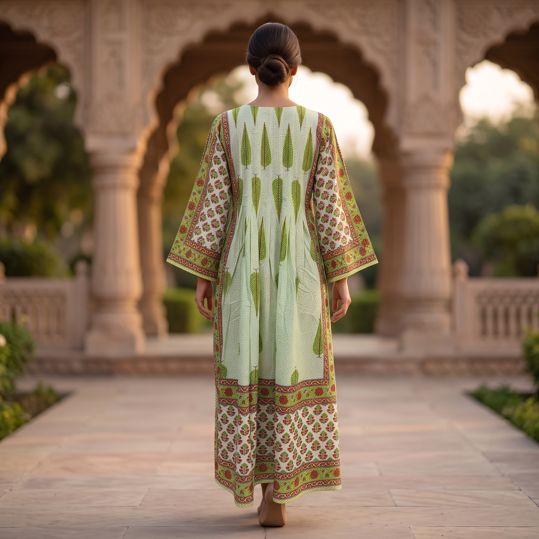 XS-S Cotton Printed Amber Dress 54" Long Jalabiya With Sheila 25559-1337 JP