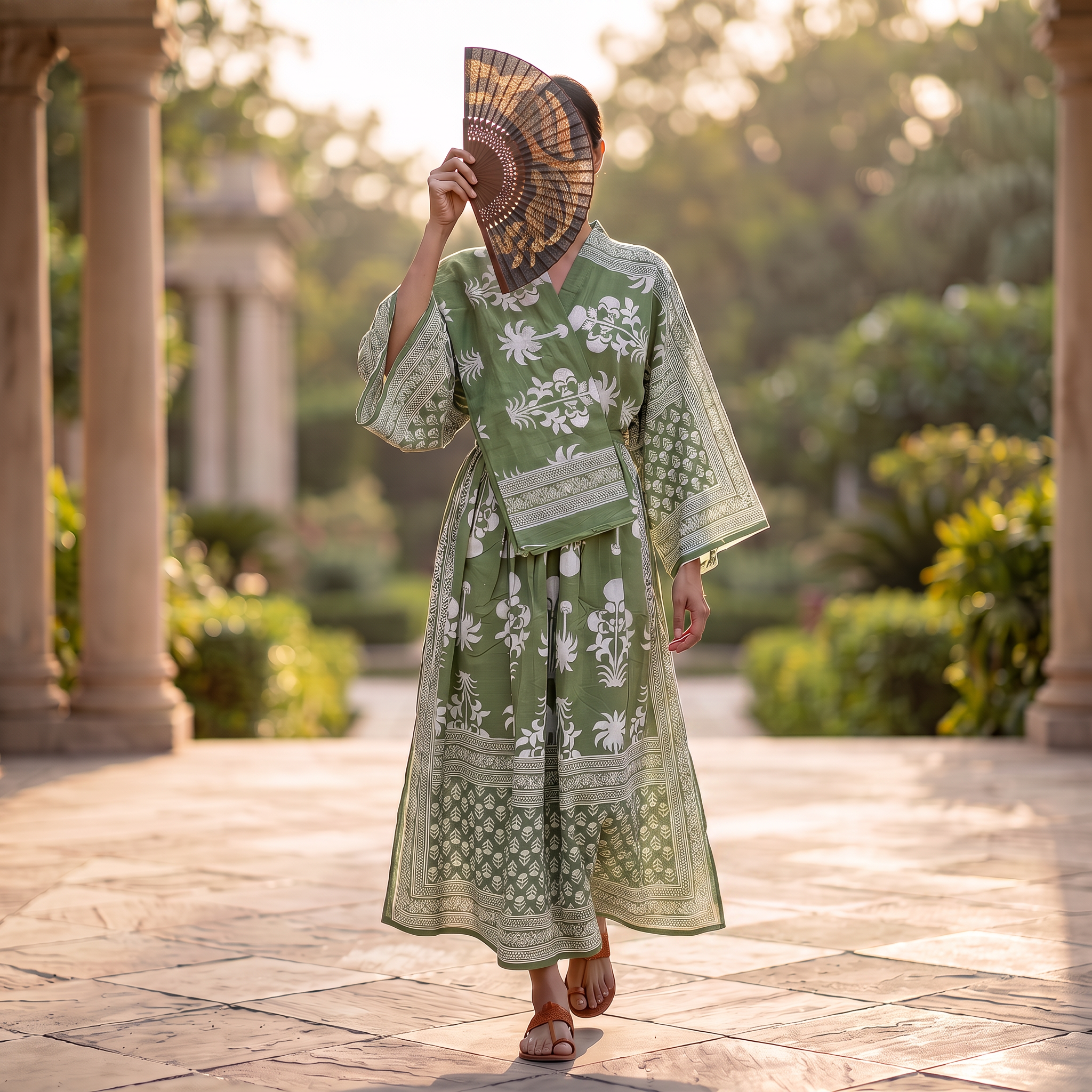 XS-S Cotton Printed Anam Dress 54" Long Jalabiya With Sheila 25560-1337 JP