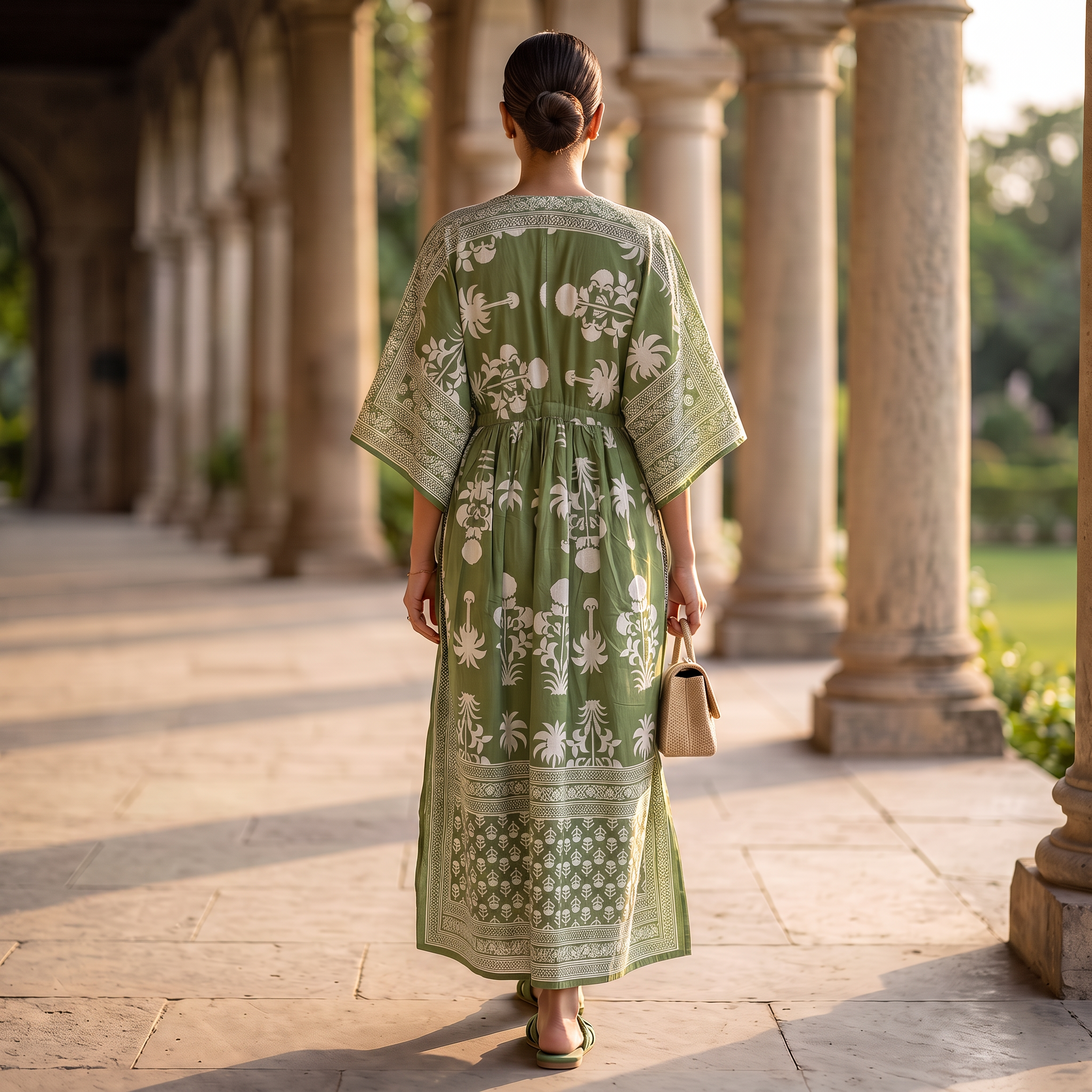 XS-S Cotton Printed Anam Dress 54" Long Jalabiya With Sheila 25560-1337 JP
