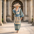 XS-S Cotton Printed Amber Dress 54" Long Jalabiya With Sheila 25561-1337 JP