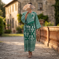 XS-S Cotton Printed Amber Dress 54" Long Jalabiya With Sheila 25564-1337 JP