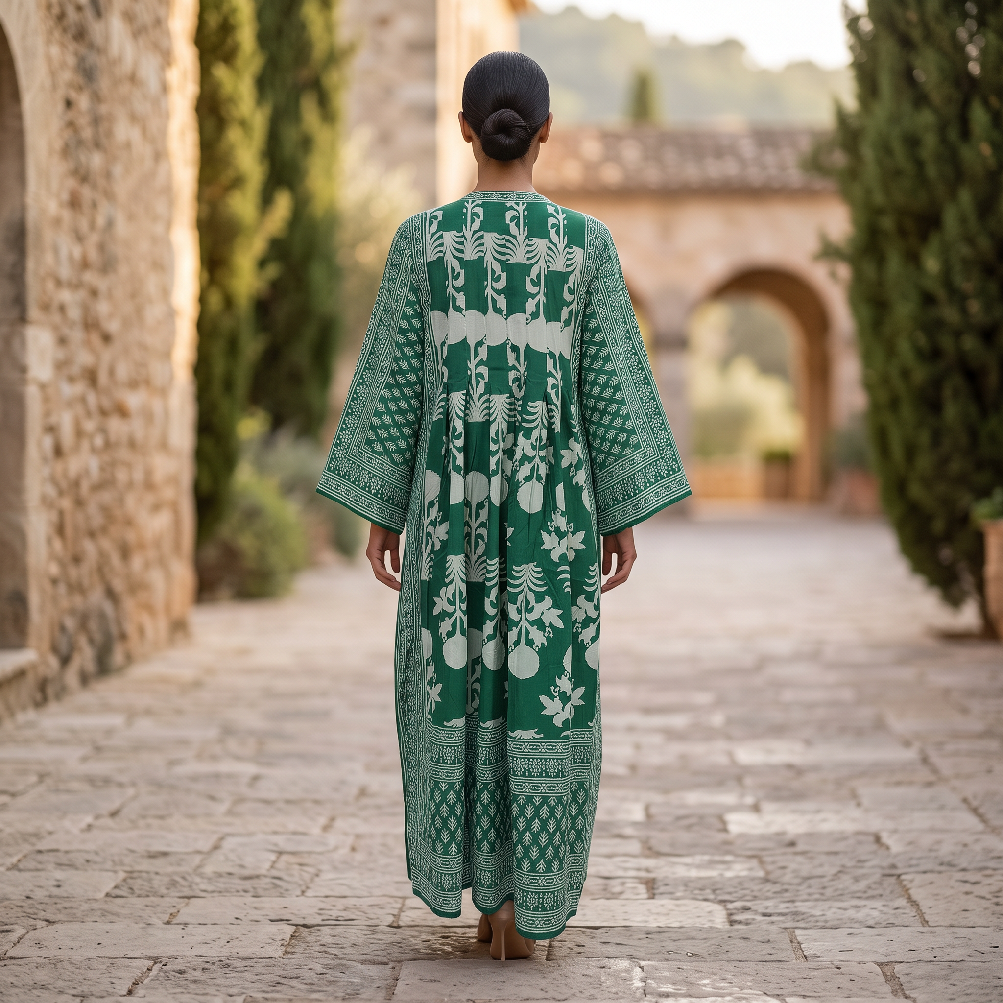XS-S Cotton Printed Amber Dress 54" Long Jalabiya With Sheila 25564-1337 JP