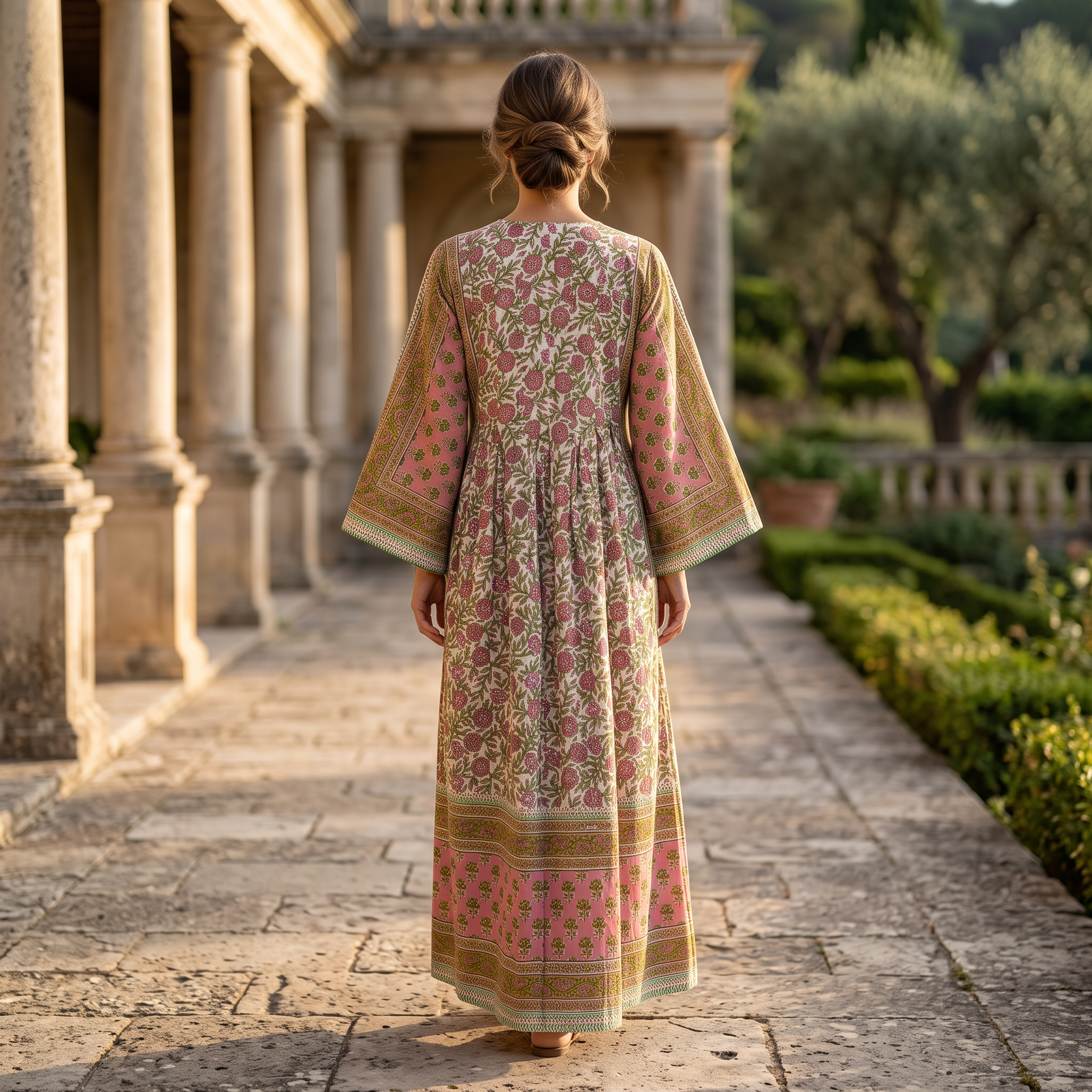 S-M Cotton Printed Amber Dress 57" Long Jalabiya With Sheila 25567-1337 JP