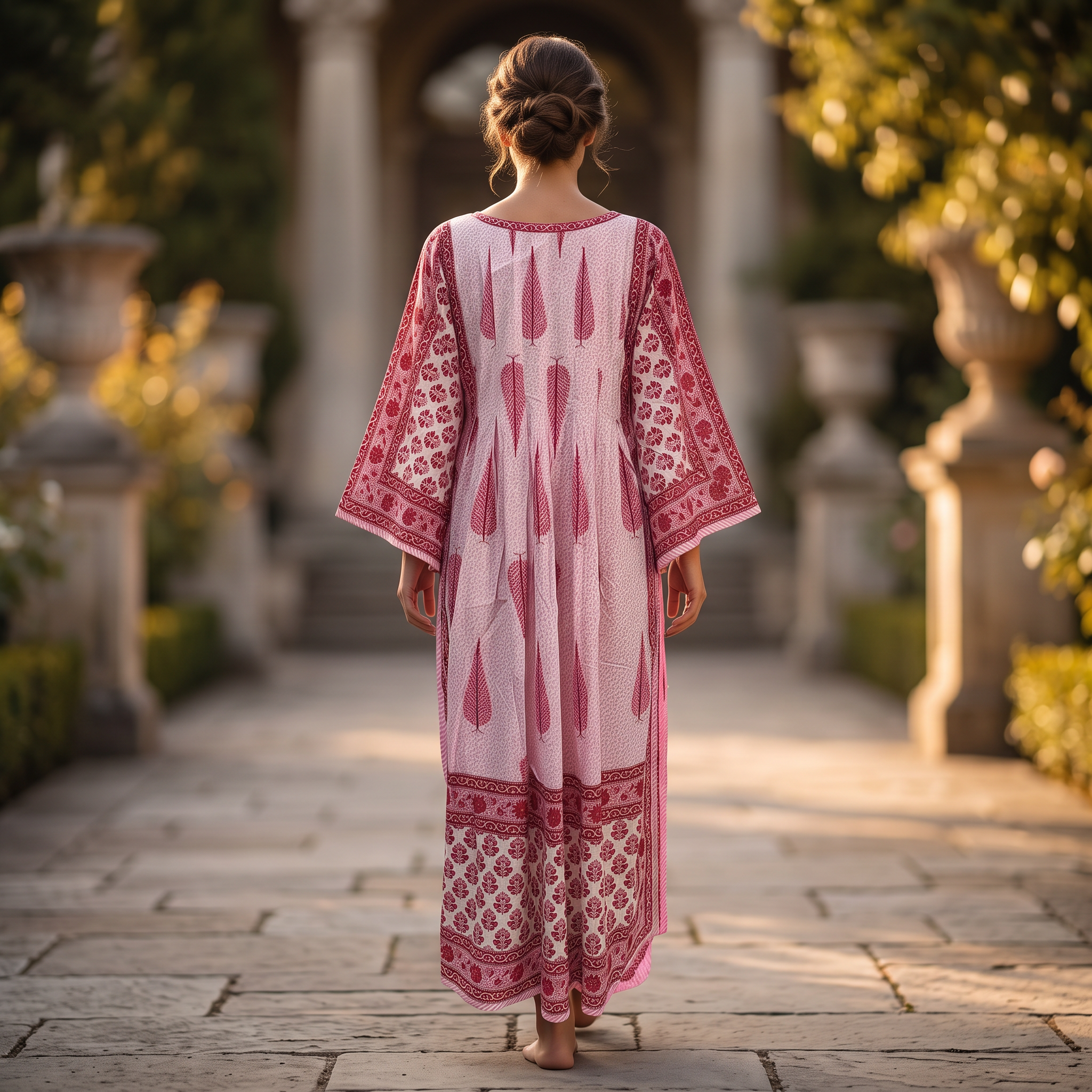 S-M Cotton Printed Amber Dress 57" Long Jalabiya With Sheila 25568-1338 JP