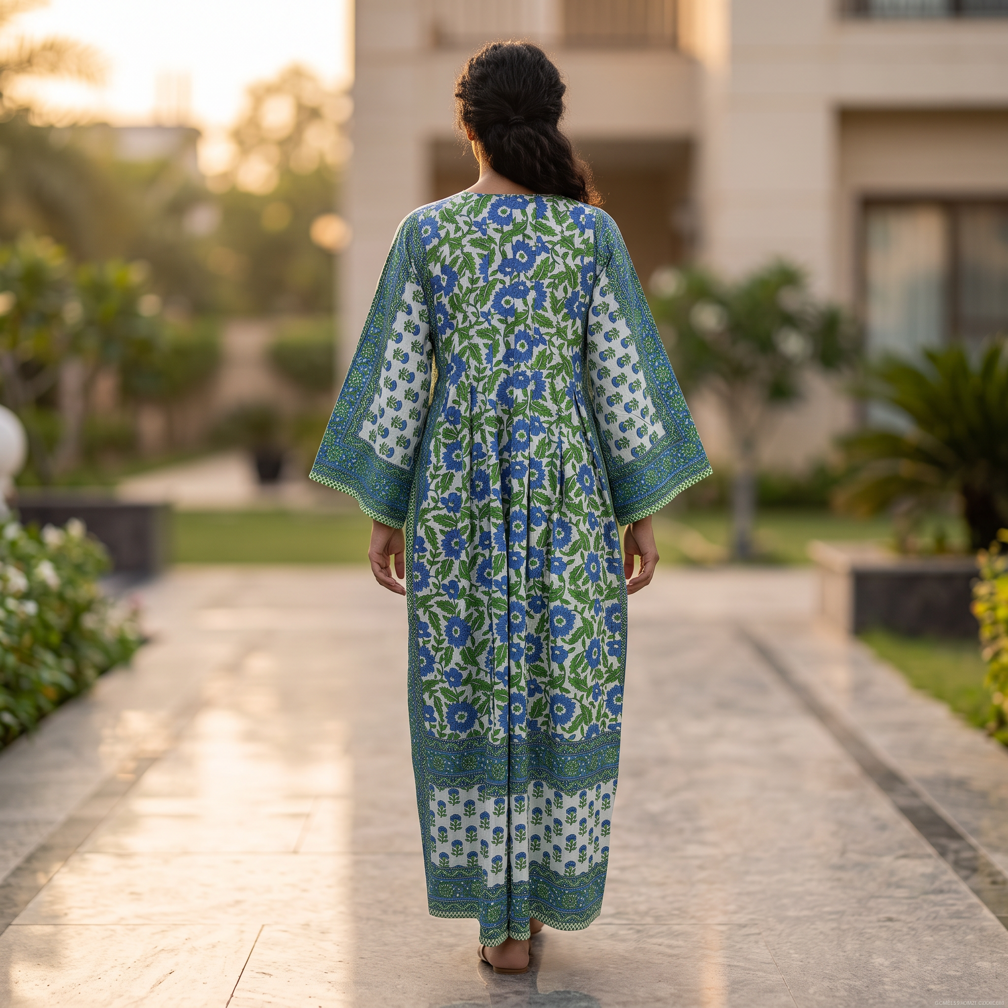 S-M Cotton Printed Amber Dress 57" Long Jalabiya With Sheila 25569-1338 JP