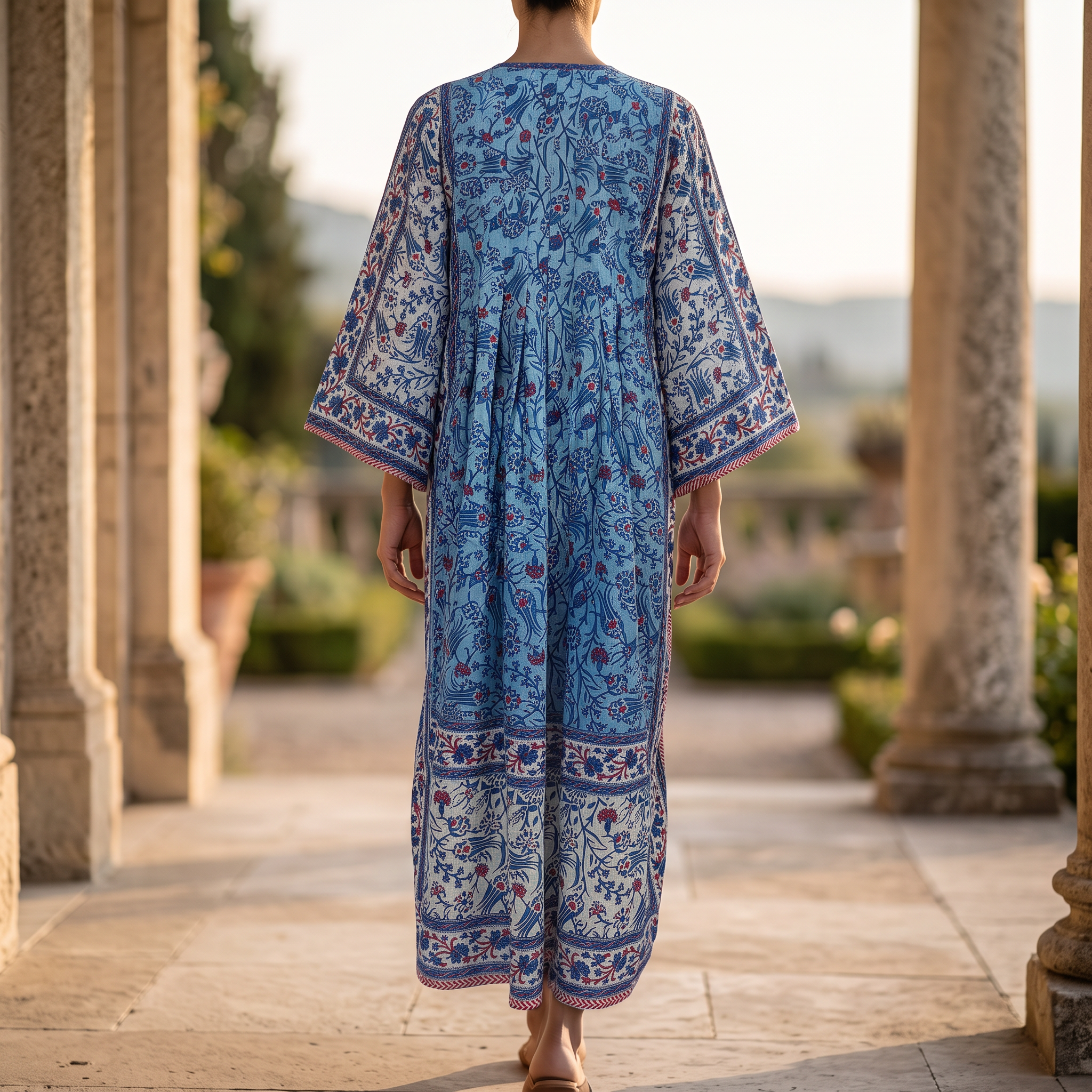 S-M Cotton Printed Amber Dress 57" Long Jalabiya With Sheila 25572-1338 JP
