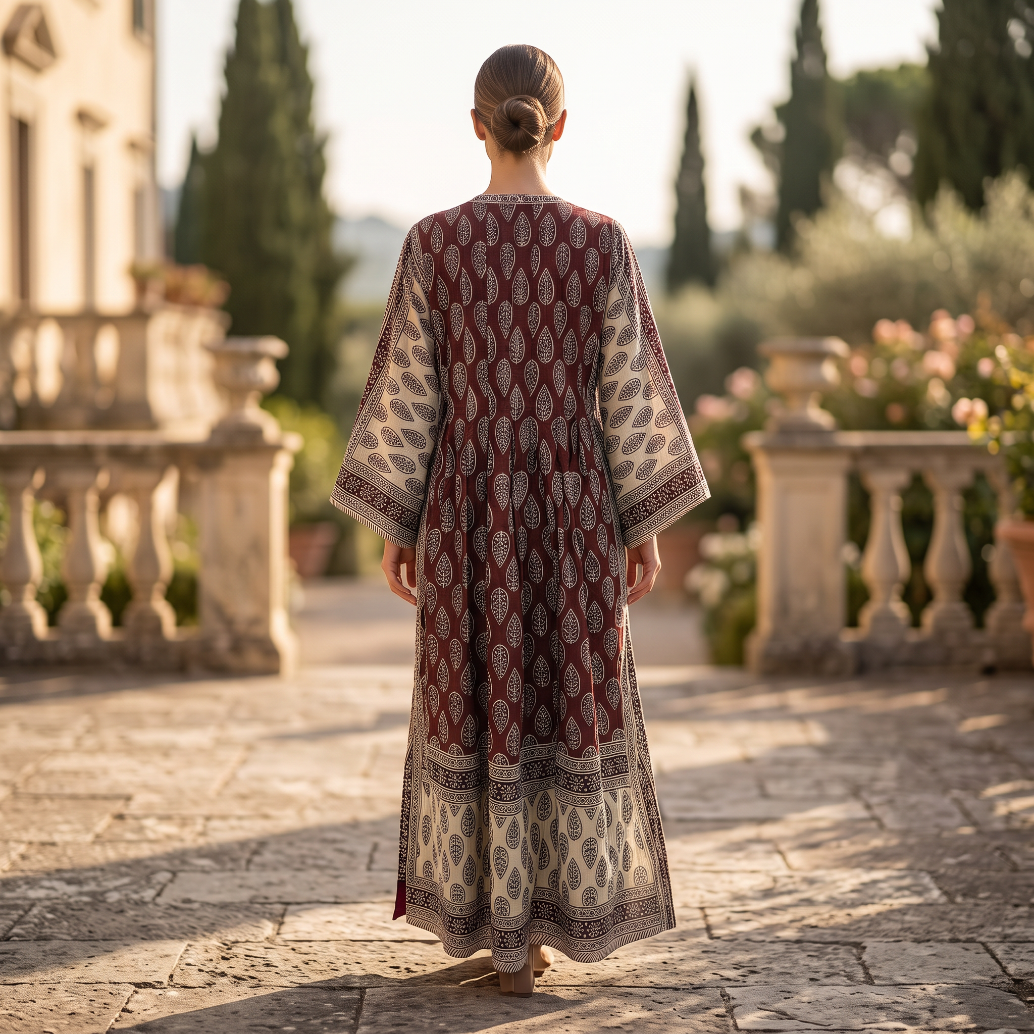 S-M Cotton Printed Amber Dress 57" Long Jalabiya With Sheila 25573-1338 JP