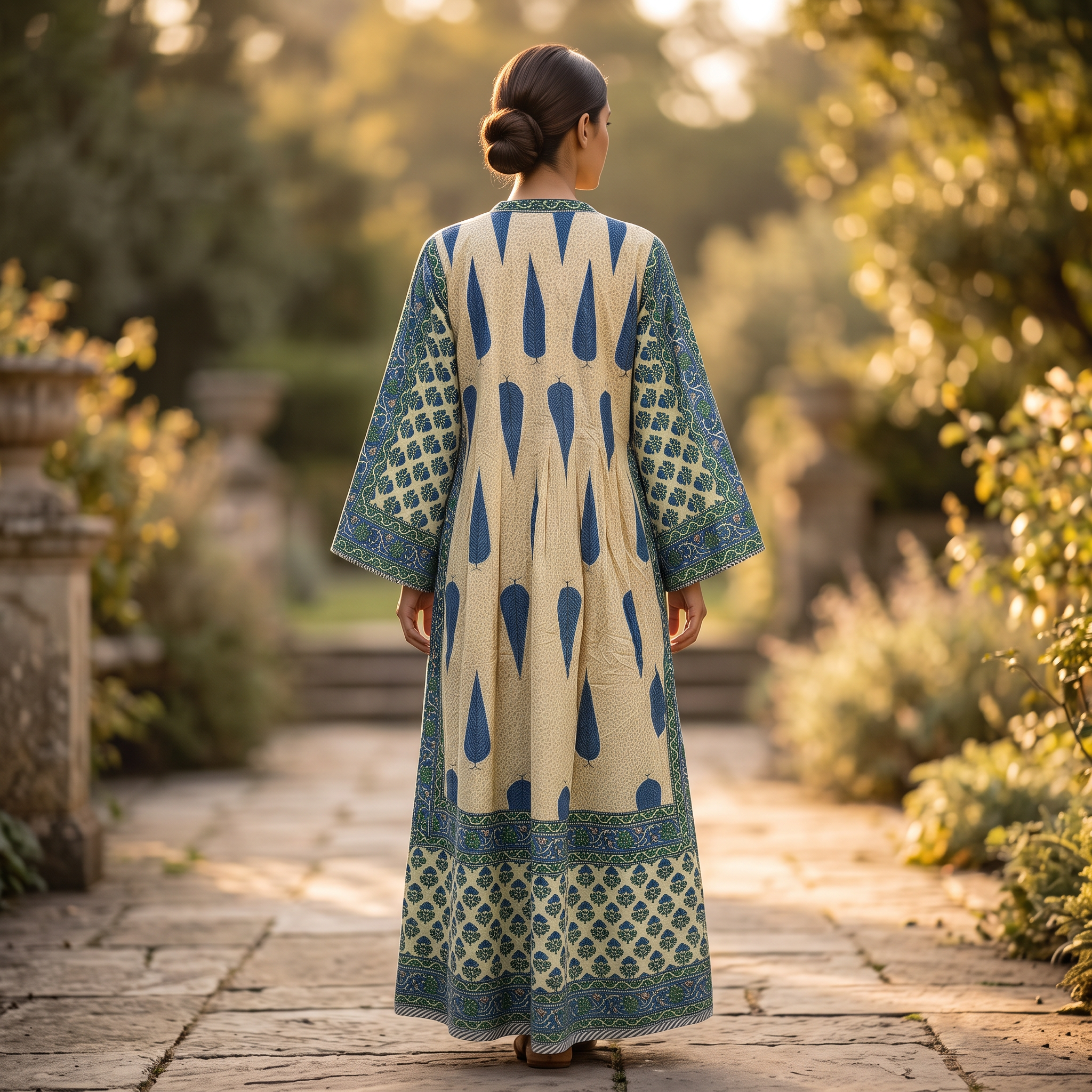 S-M Cotton Printed Amber Dress 57" Long Jalabiya With Sheila 25575-1338 JP