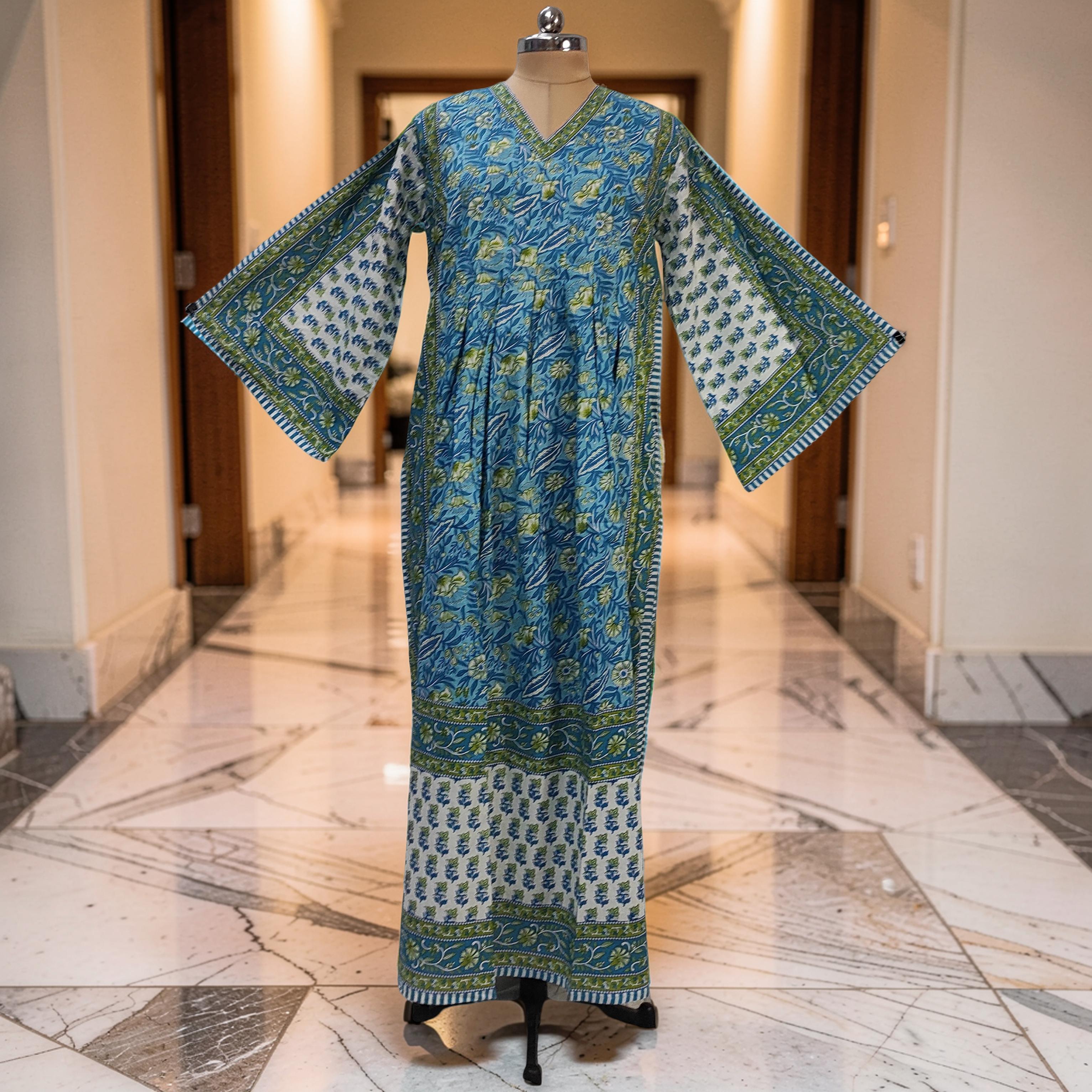 S-M Amber With Sheila Printed Cotton Dress 57" Long Jalabiya 25579-1339 JP
