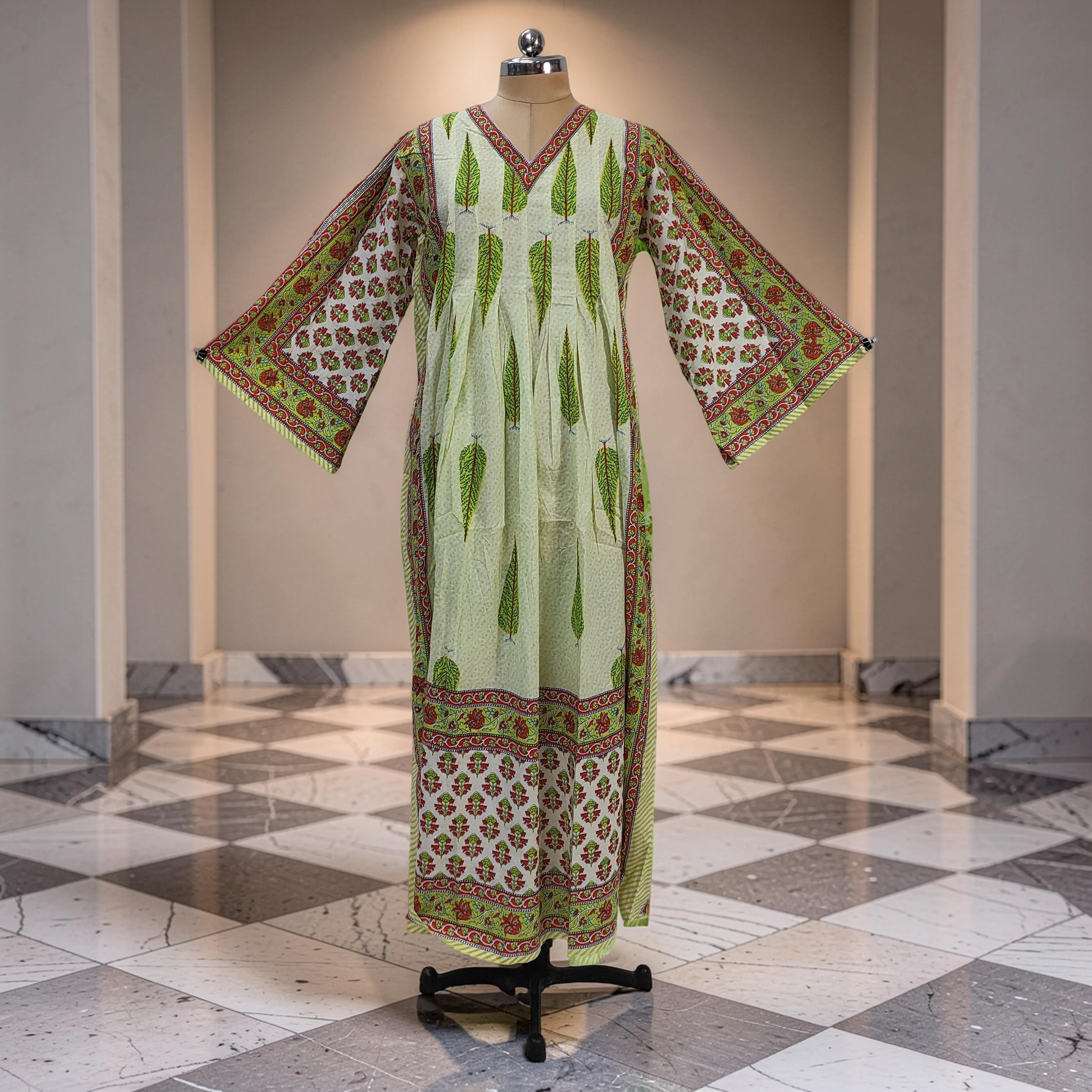 S-M Amber With Sheila Printed Cotton Dress 57" Long Jalabiya 25580-1339 JP