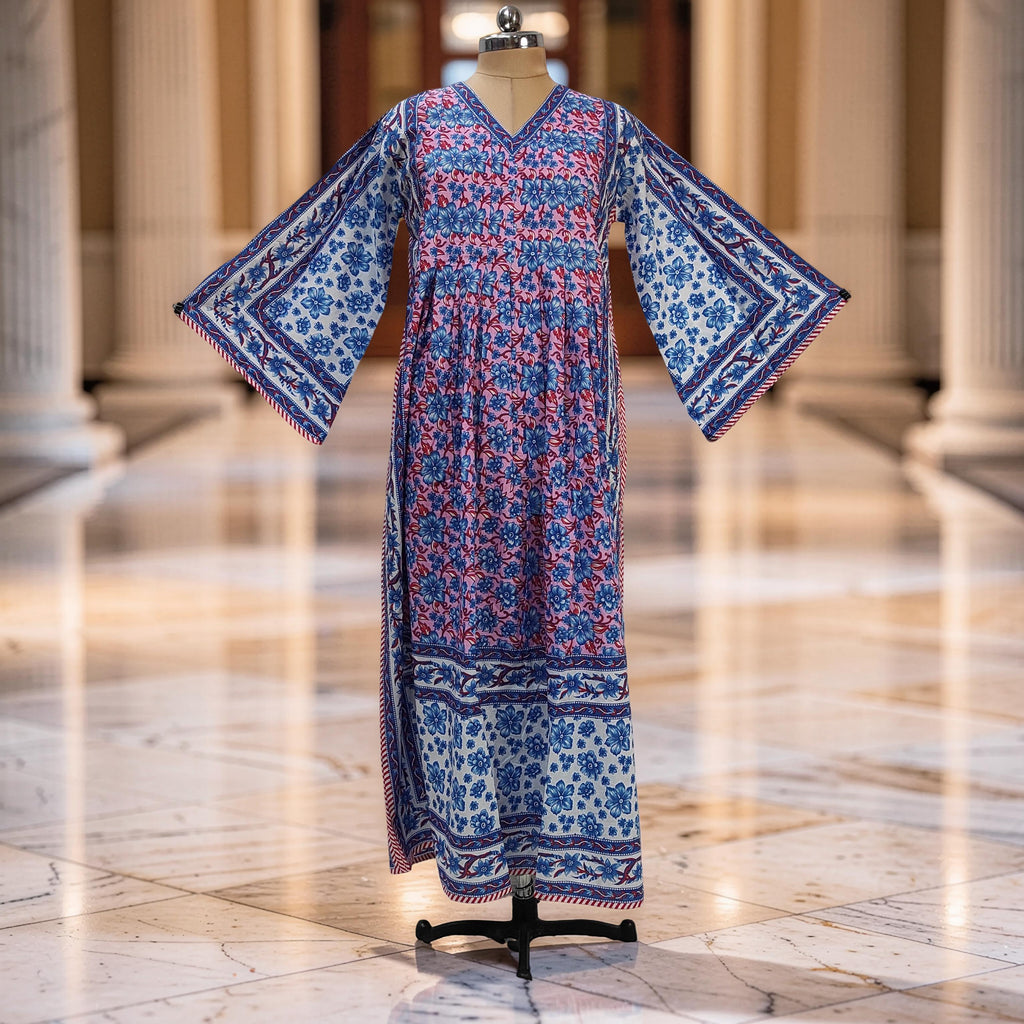S-M Amber With Sheila Printed Cotton Dress 57" Long Jalabiya 25581-1339 JP