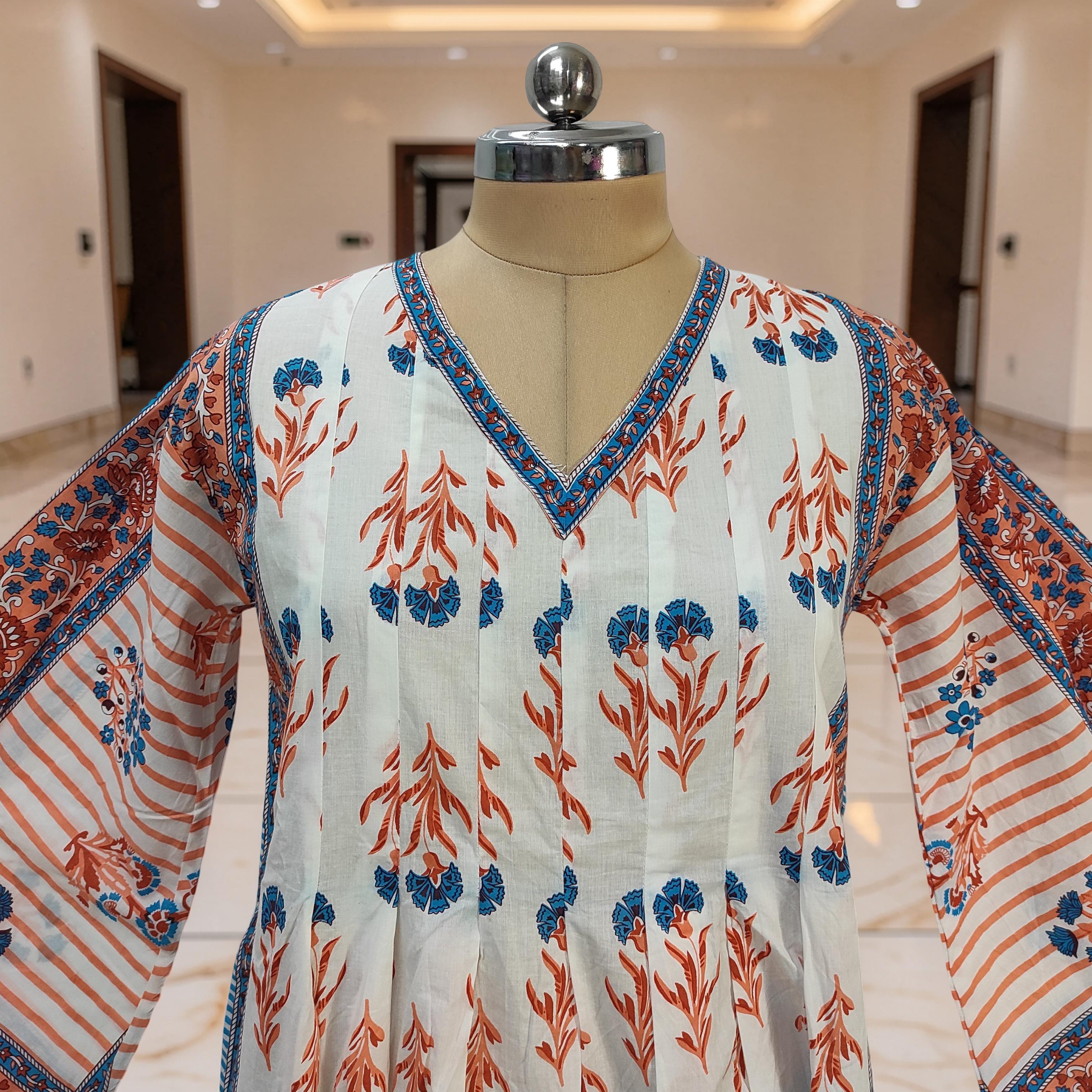 S-M Amber Printed Cotton Dress 57" Long Jalabiya 25582-1339 JP