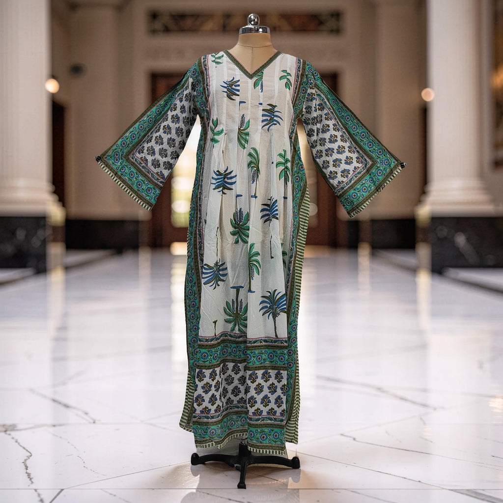 S-M Amber Printed Cotton Dress 57" Long Jalabiya 25583-1340 JP