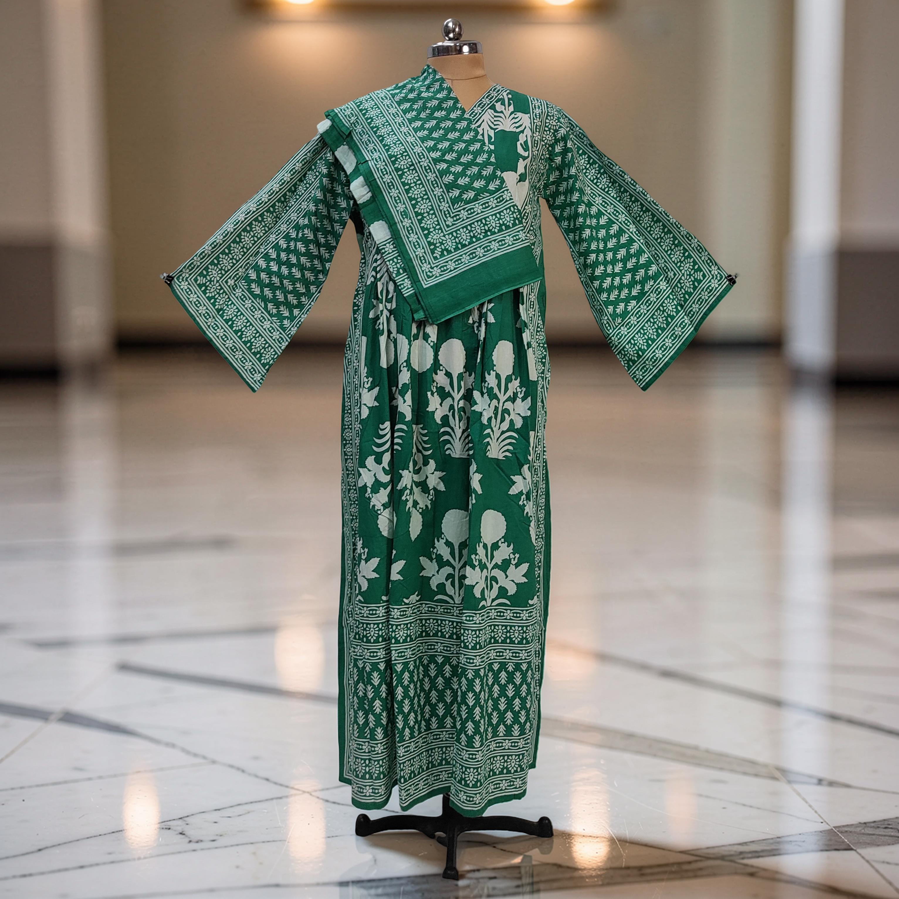 L-XL Amber With Sheila Printed Cotton Dress 57" Long Jalabiya 25585-1340 JP