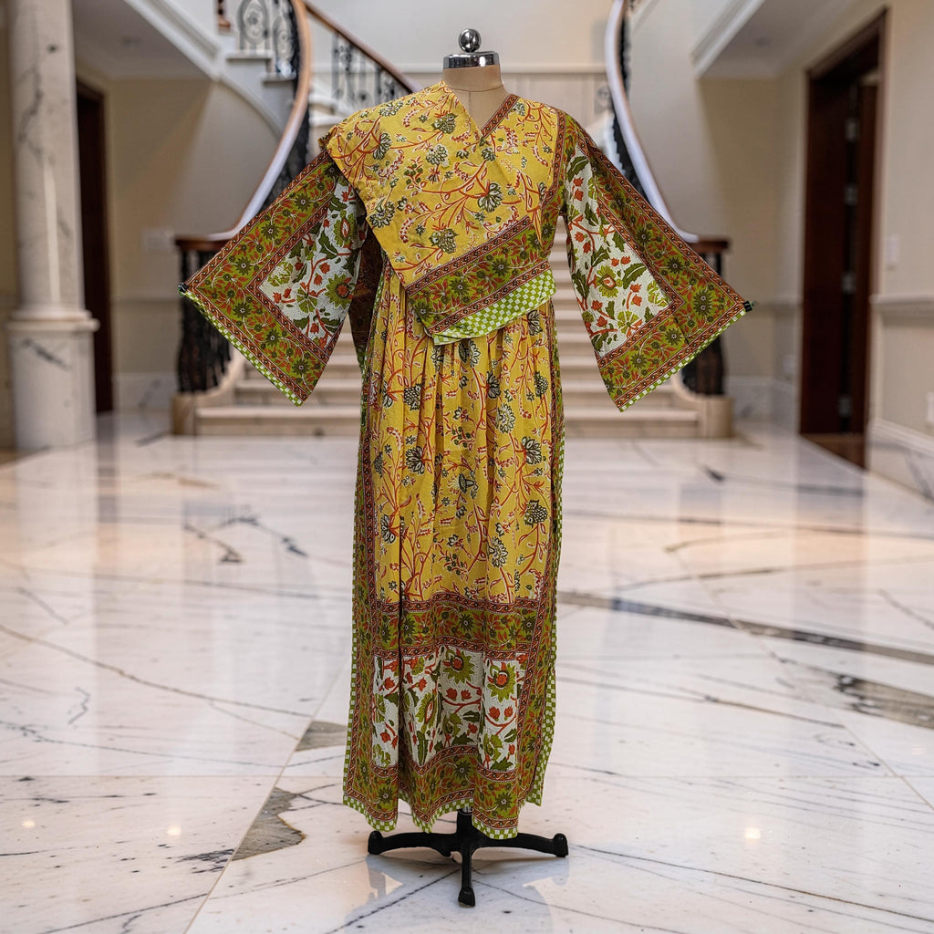 L-XL Amber With Sheila Printed Cotton Dress 57" Long Jalabiya 25586-1340 JP