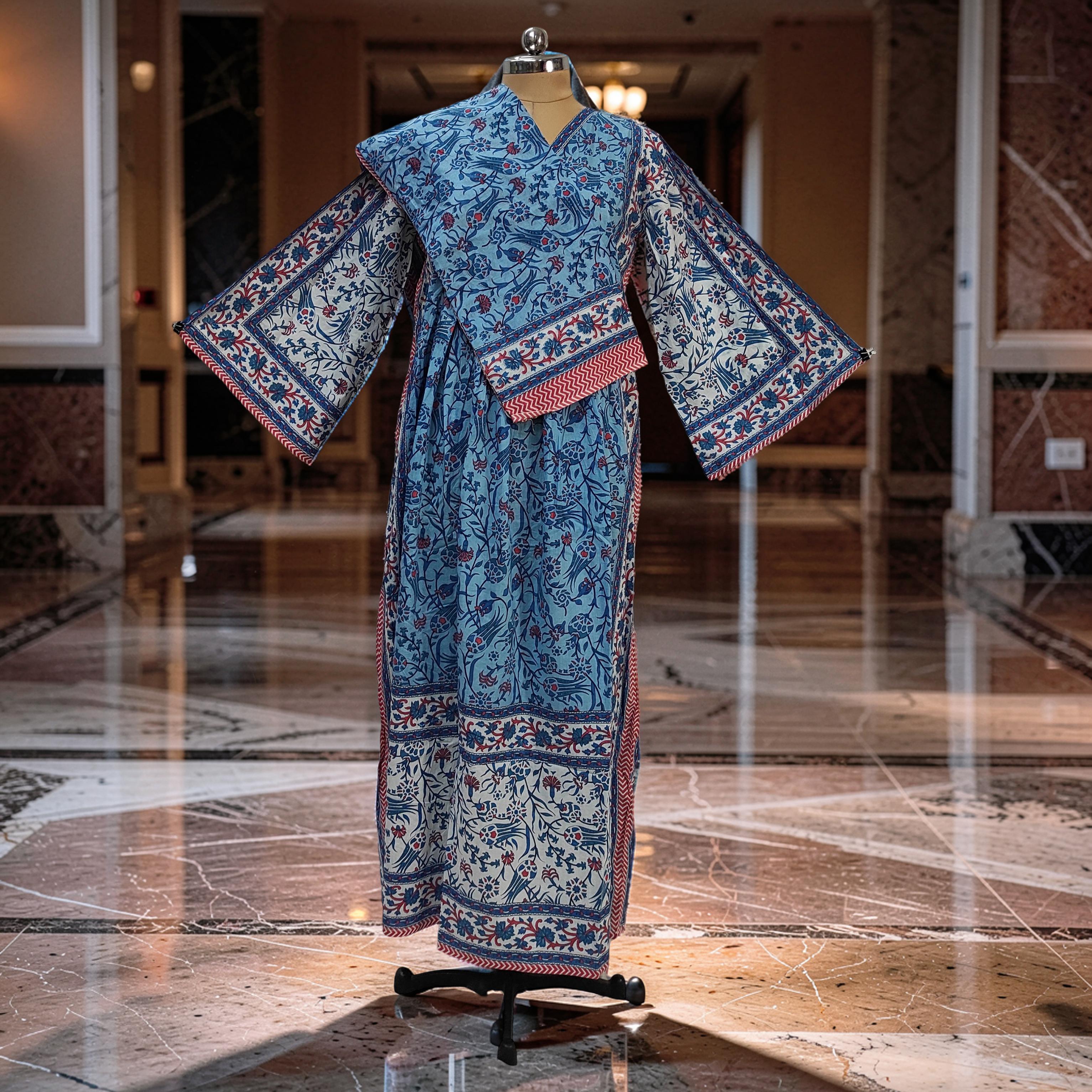 L-XL Amber With Sheila Printed Cotton Dress 57" Long Jalabiya 25587-1340 JP