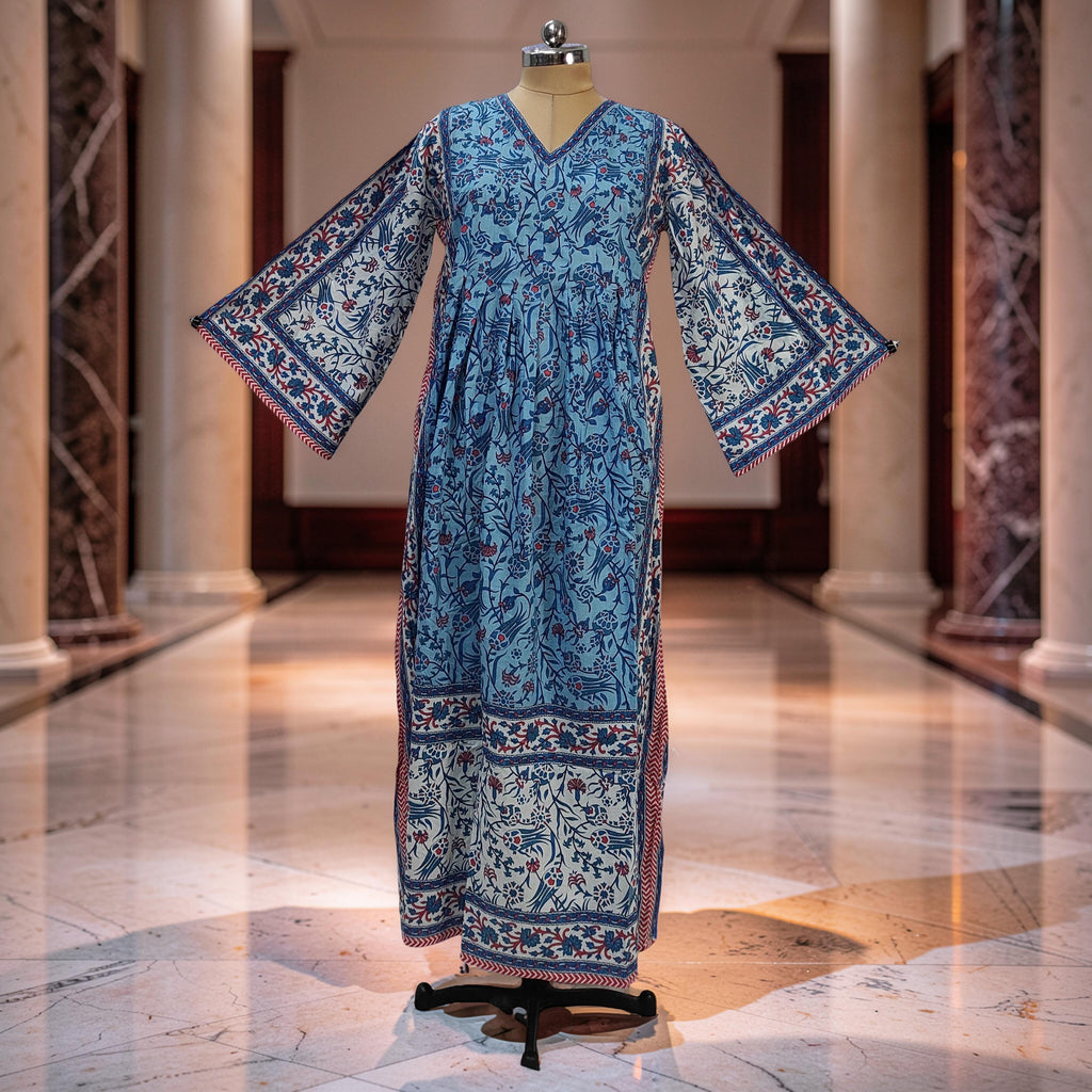 L-XL Amber With Sheila Printed Cotton Dress 57" Long Jalabiya 25587-1340 JP