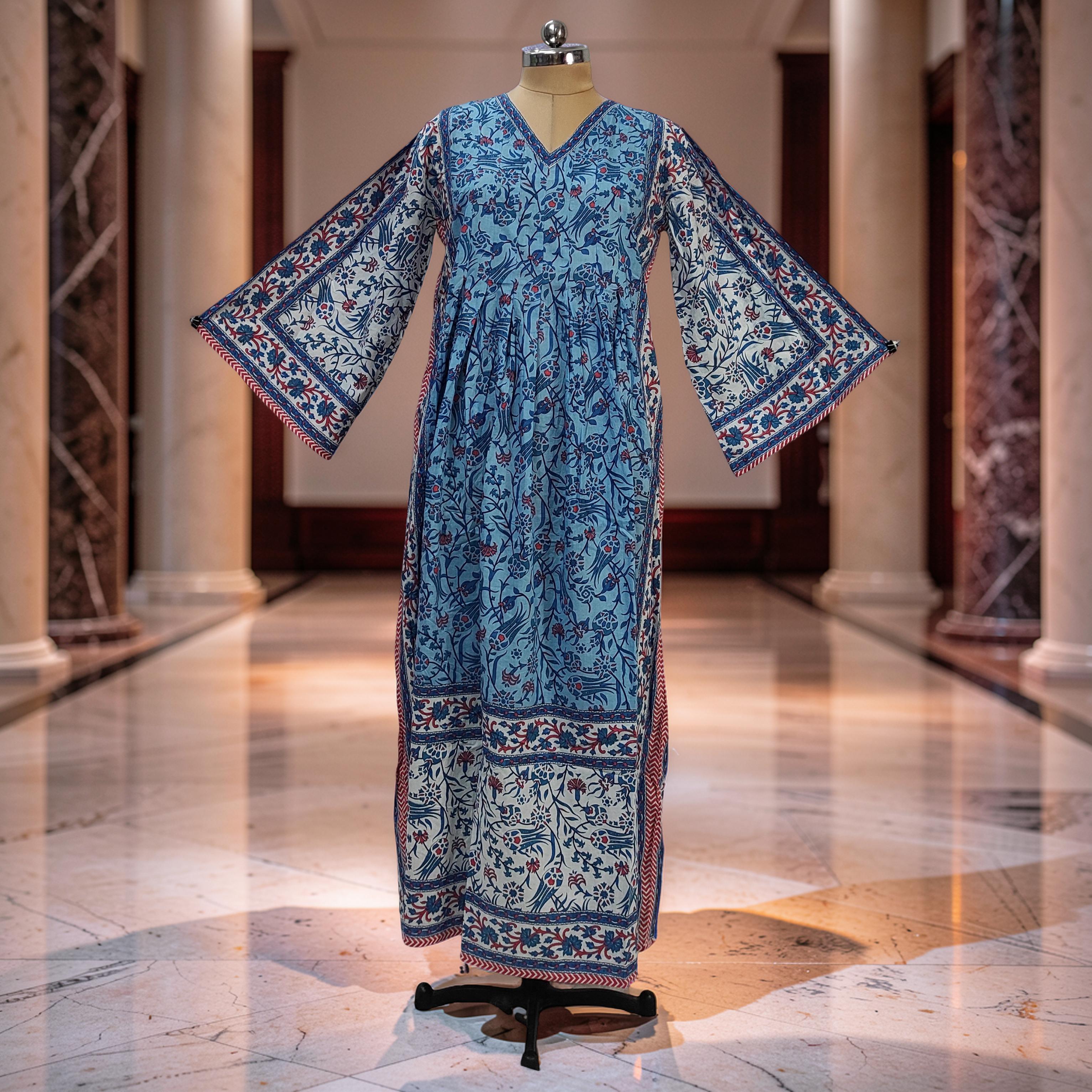 L-XL Amber With Sheila Printed Cotton Dress 57" Long Jalabiya 25587-1340 JP