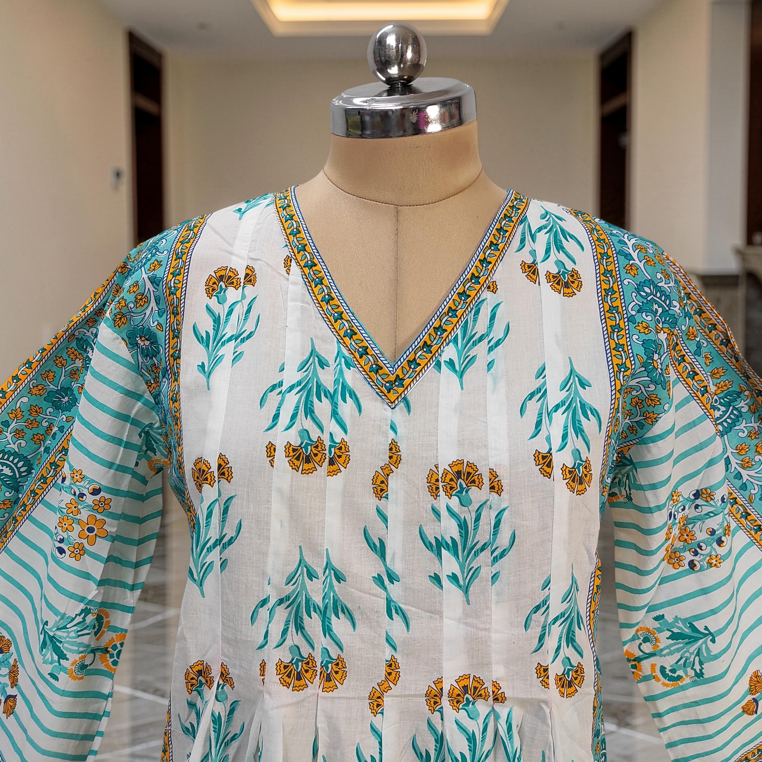 L-XL Amber With Sheila Printed Cotton Dress 57" Long Jalabiya 25588-1340 JP