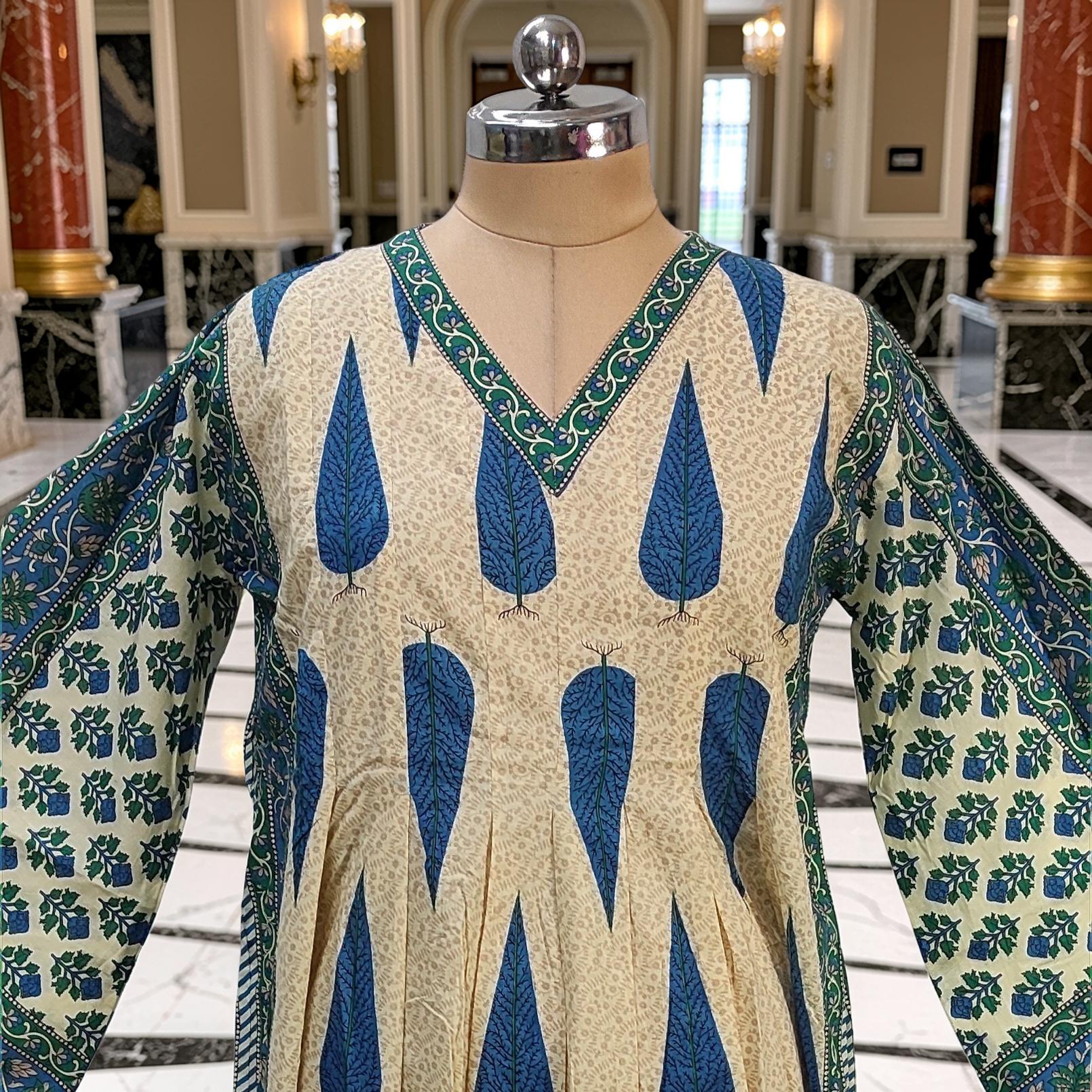 L-XL Amber With Sheila Printed Cotton Dress 57" Long Jalabiya 25590-1341 JP
