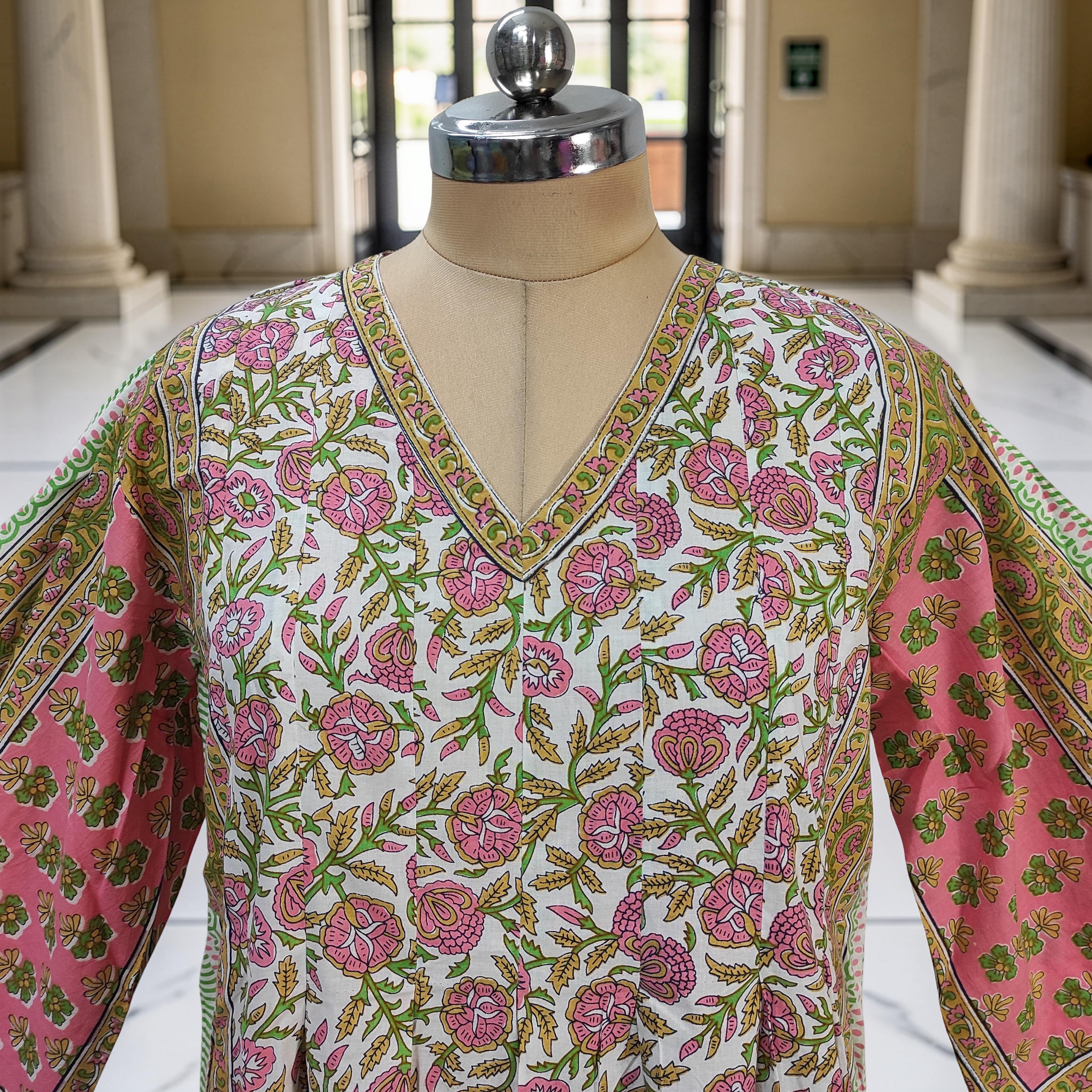 L-XL Amber With Sheila Printed Cotton Dress 57" Long Jalabiya 25591-1341 JP