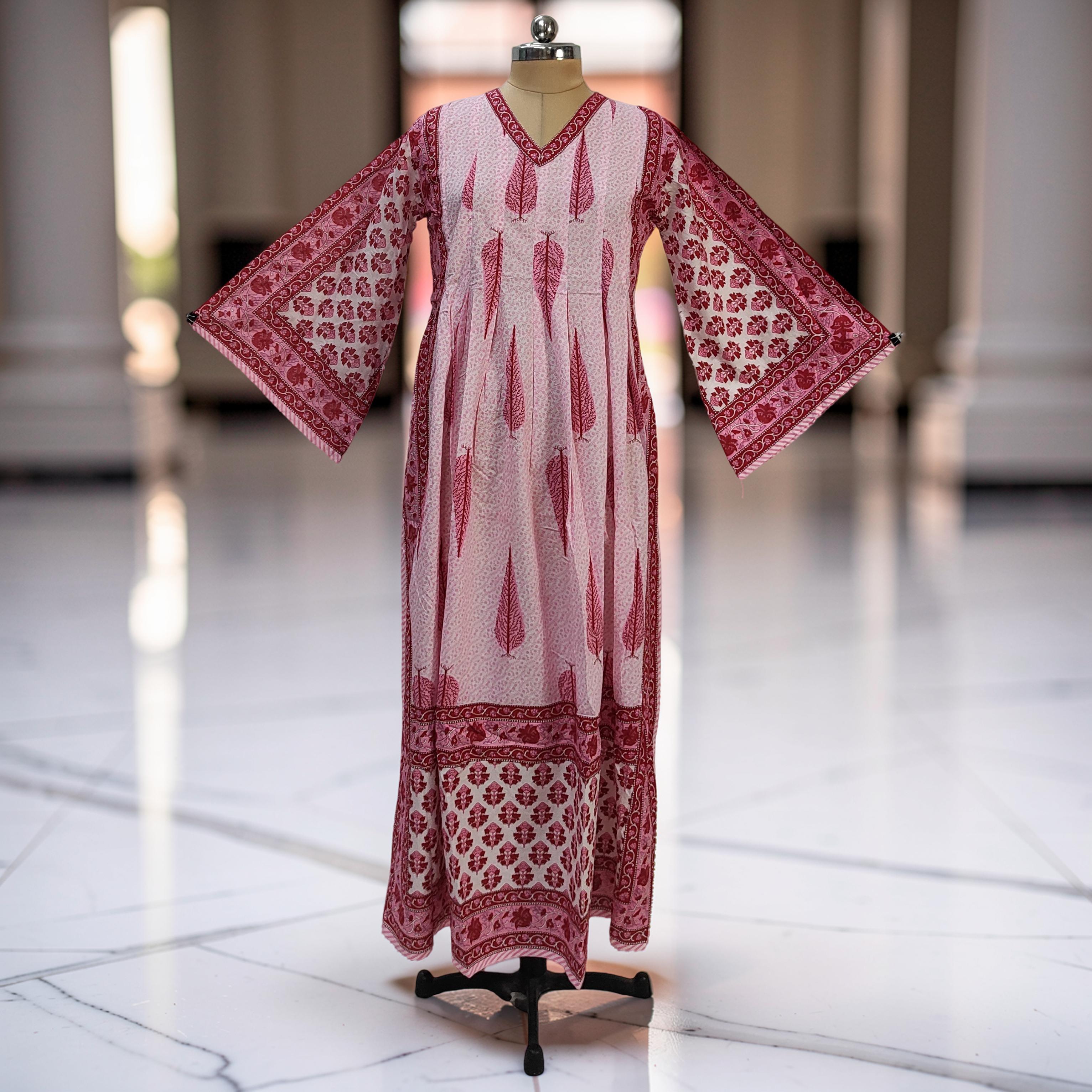 L-XL Amber With Sheila Printed Cotton Dress 57" Long Jalabiya 25592-1341 JP