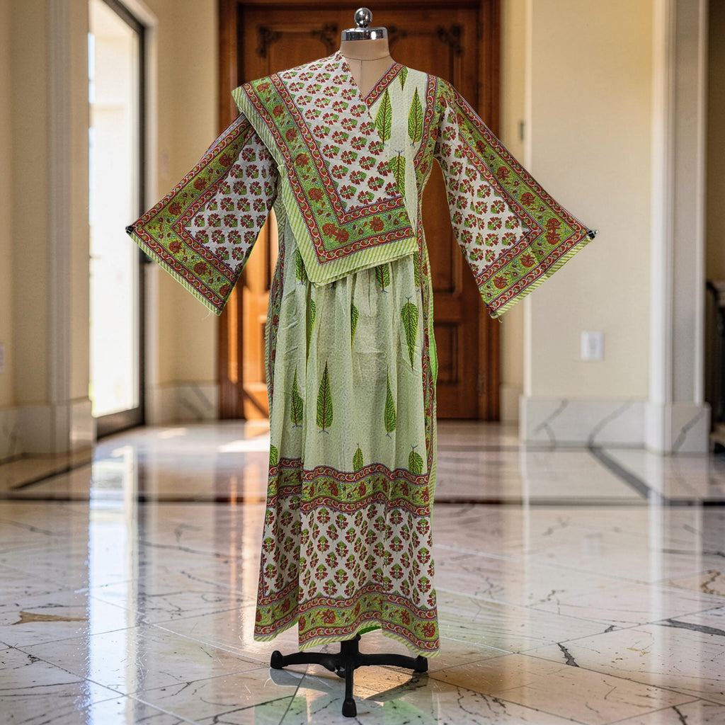 L-XL Amber With Sheila Printed Cotton Dress 57" Long Jalabiya 25593-1341 JP