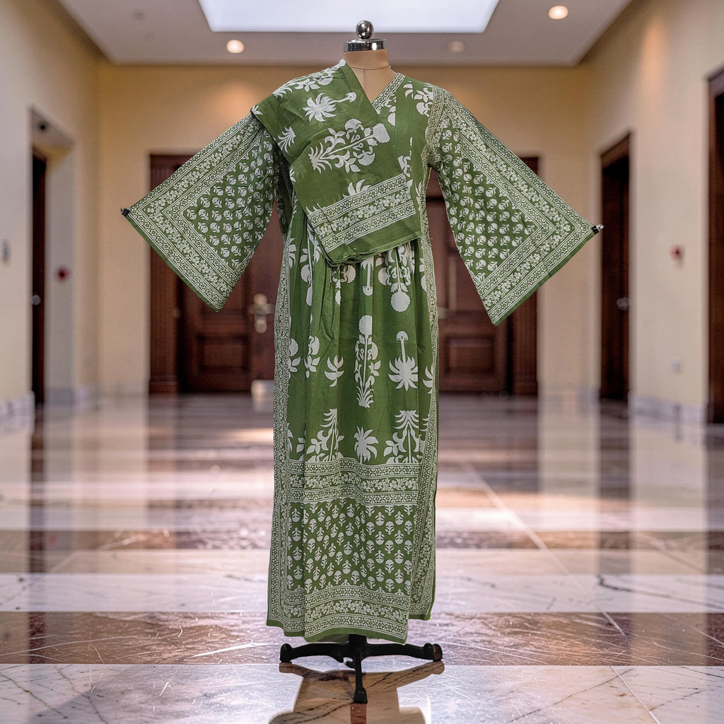 L-XL Amber With Sheila Printed Cotton Dress 57" Long Jalabiya 25596-1341 JP