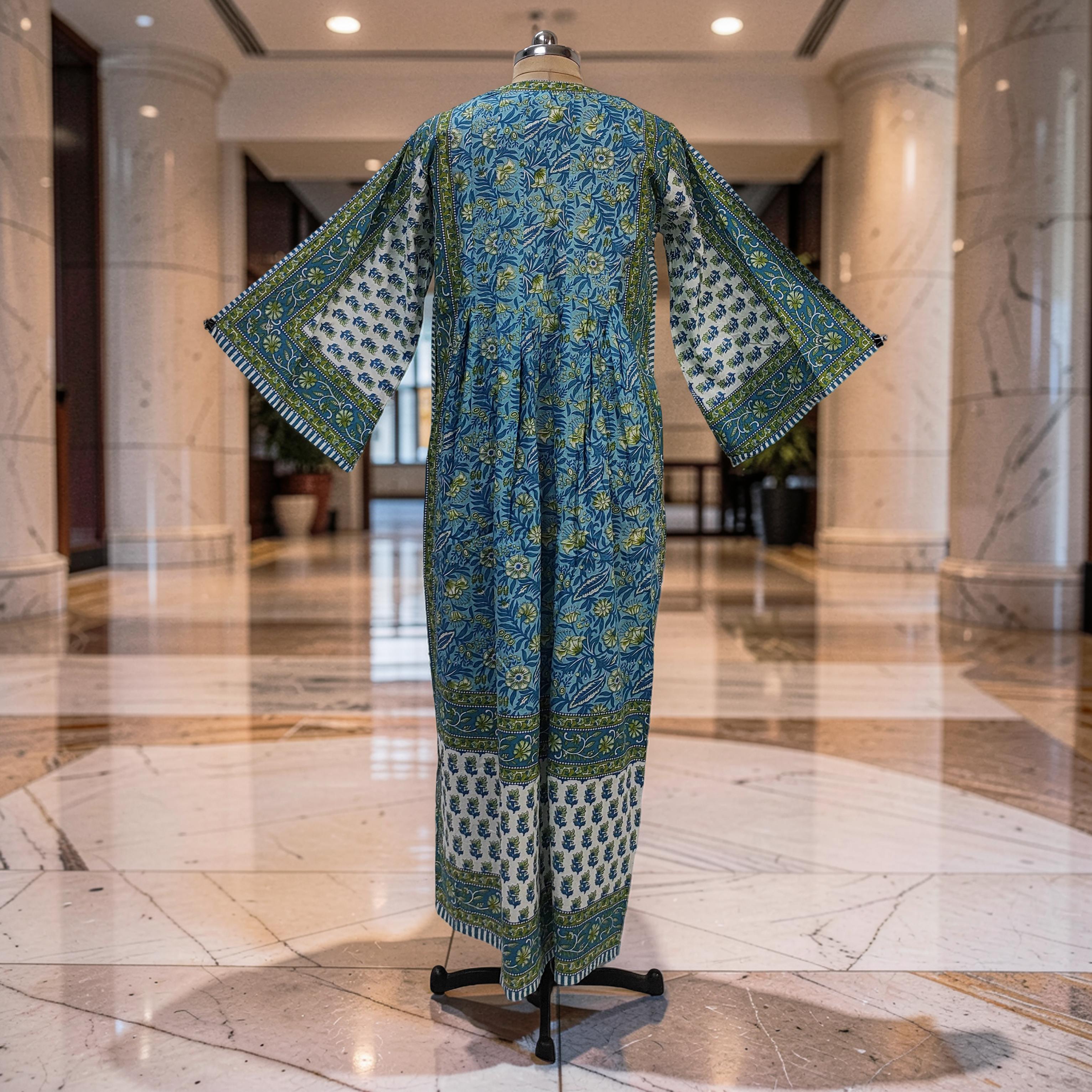 L-XL Amber With Sheila Printed Cotton Dress 57" Long Jalabiya 25598-1342 JP