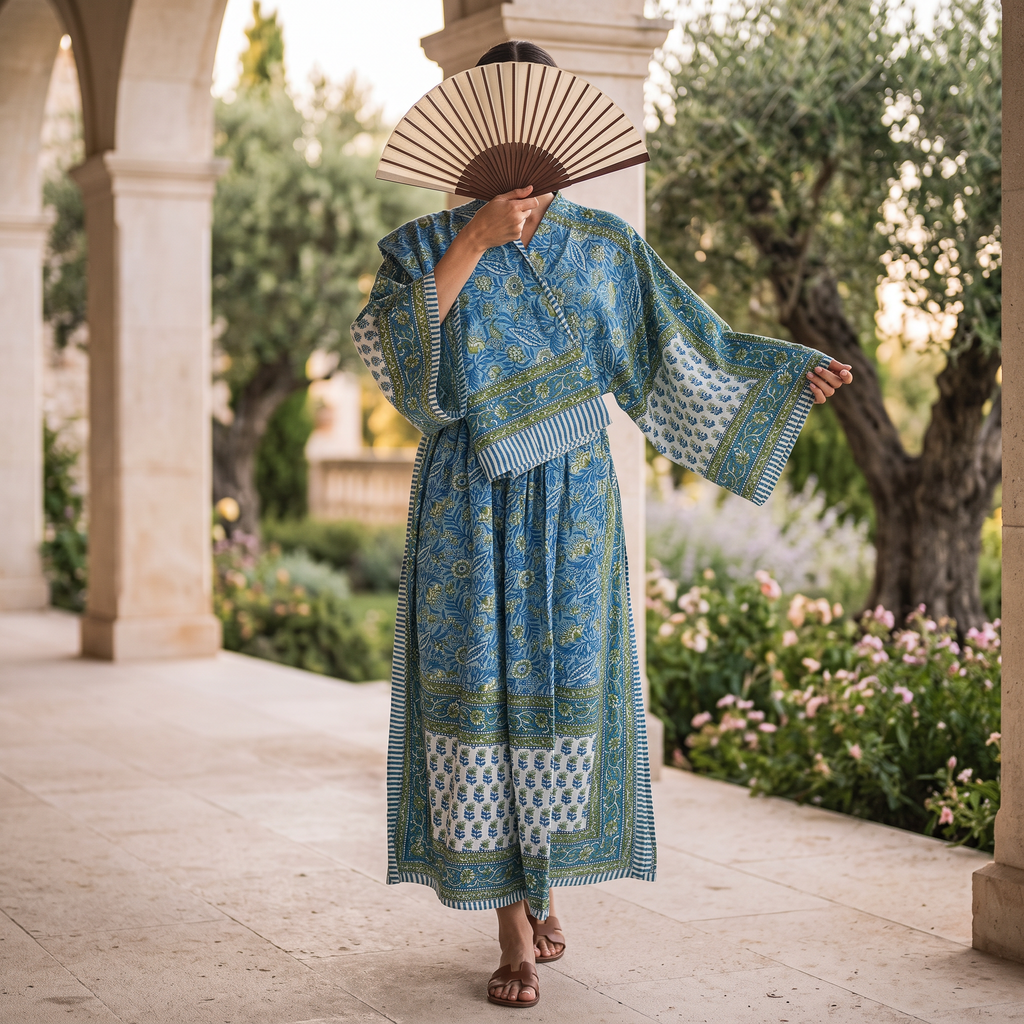 XS-S Cotton Printed Amber Dress 54" Long Jalabiya With Sheila 25604-1337 JP