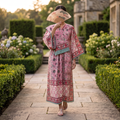 XS-S Cotton Printed Amber Dress 54" Long Jalabiya With Sheila 25605-1337 JP