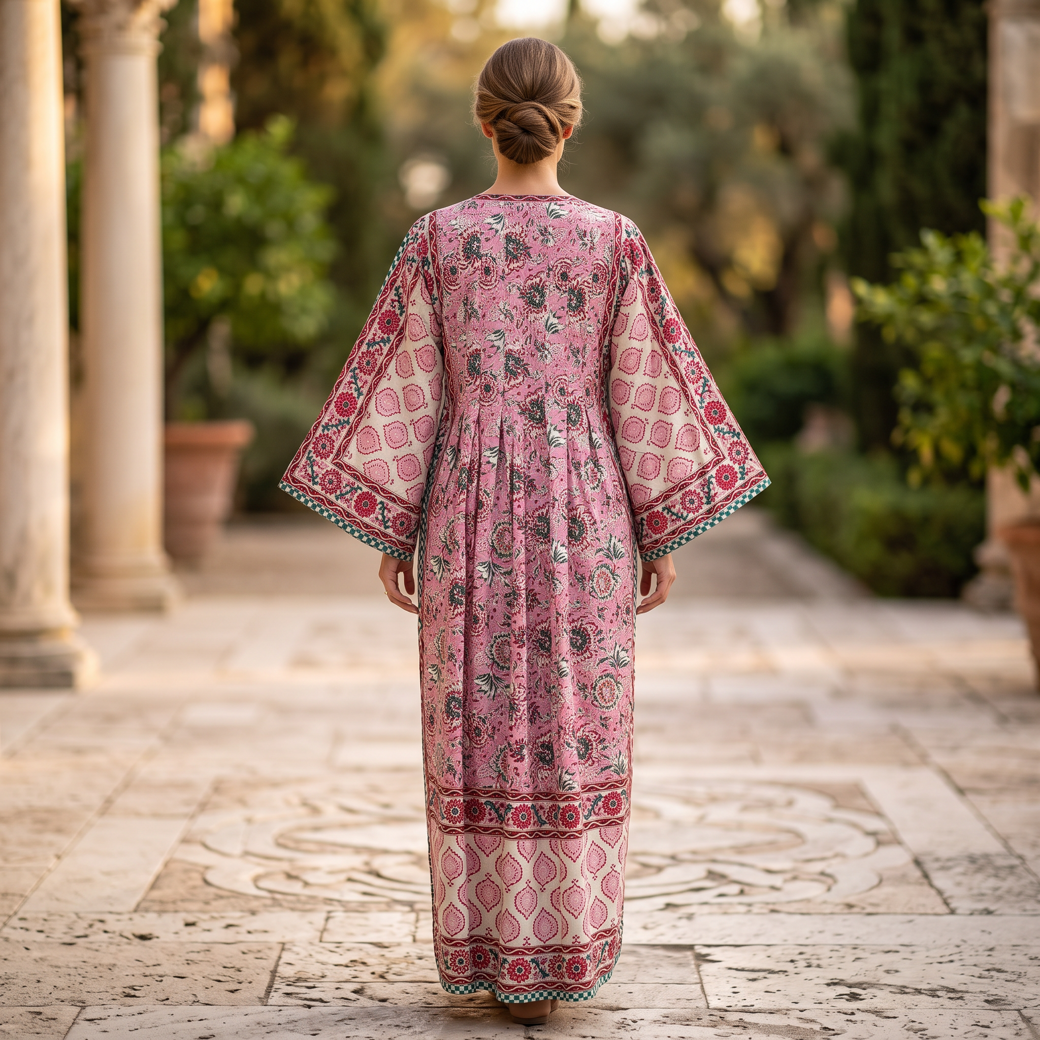 XS-S Cotton Printed Amber Dress 54" Long Jalabiya With Sheila 25605-1337 JP