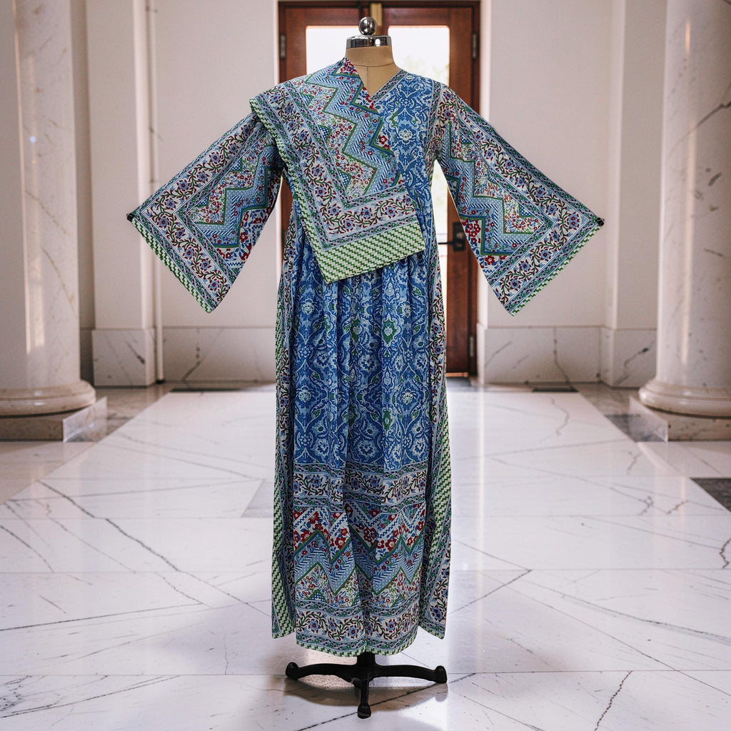 S-M Amber With Sheila Printed Cotton Dress 57" Long Jalabiya 25608-1342 JP