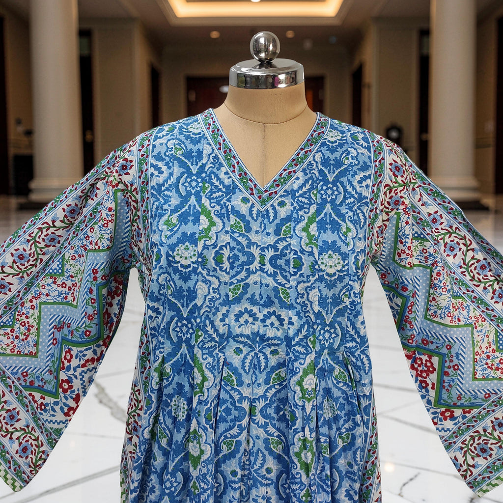 S-M Amber With Sheila Printed Cotton Dress 57" Long Jalabiya 25608-1342 JP