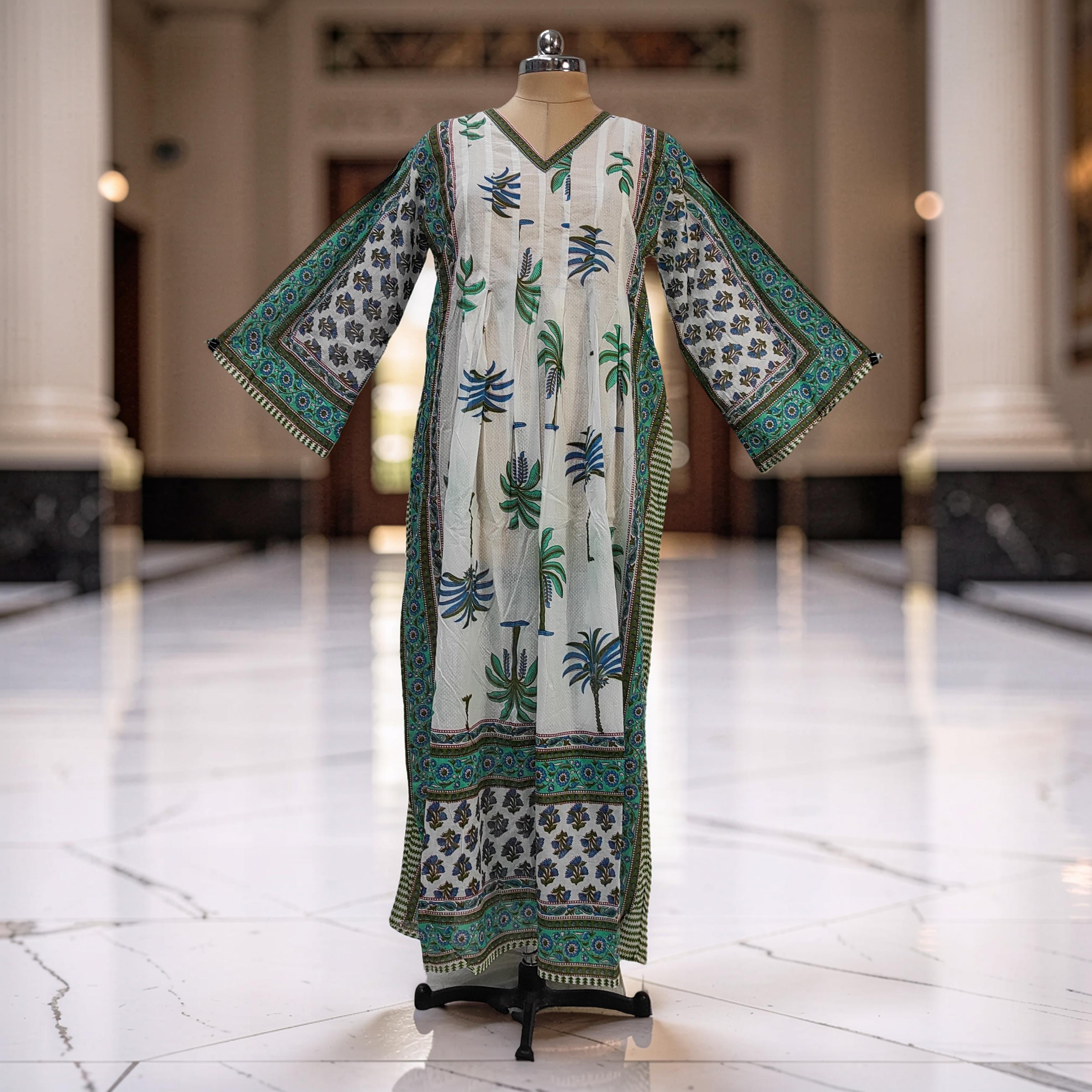 XS-S Amber Printed Cotton Dress 54" Long Jalabiya 25611-1342 JP