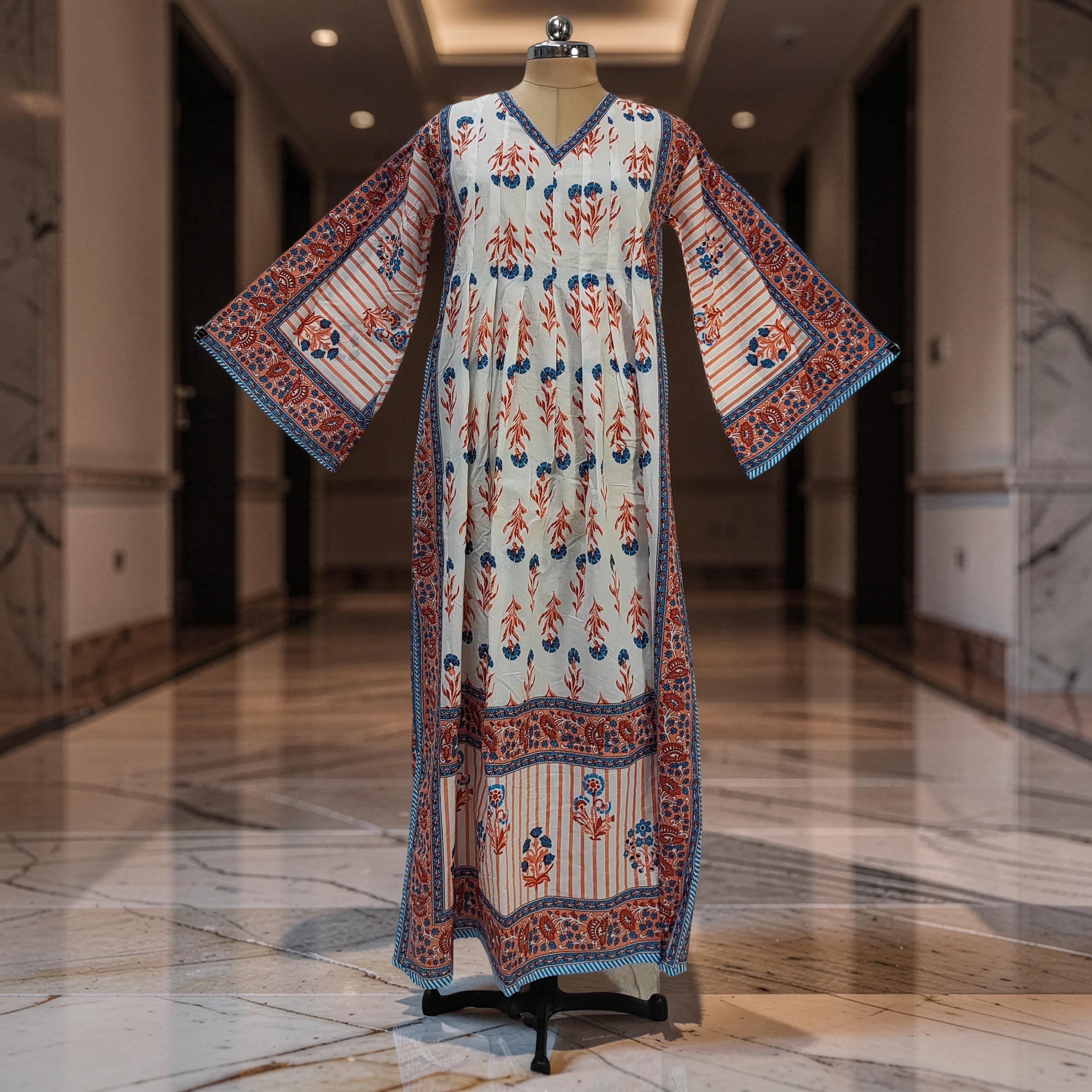 2XL-3XL Amber Printed Cotton Dress 57" Long Jalabiya 25615-1342 JP