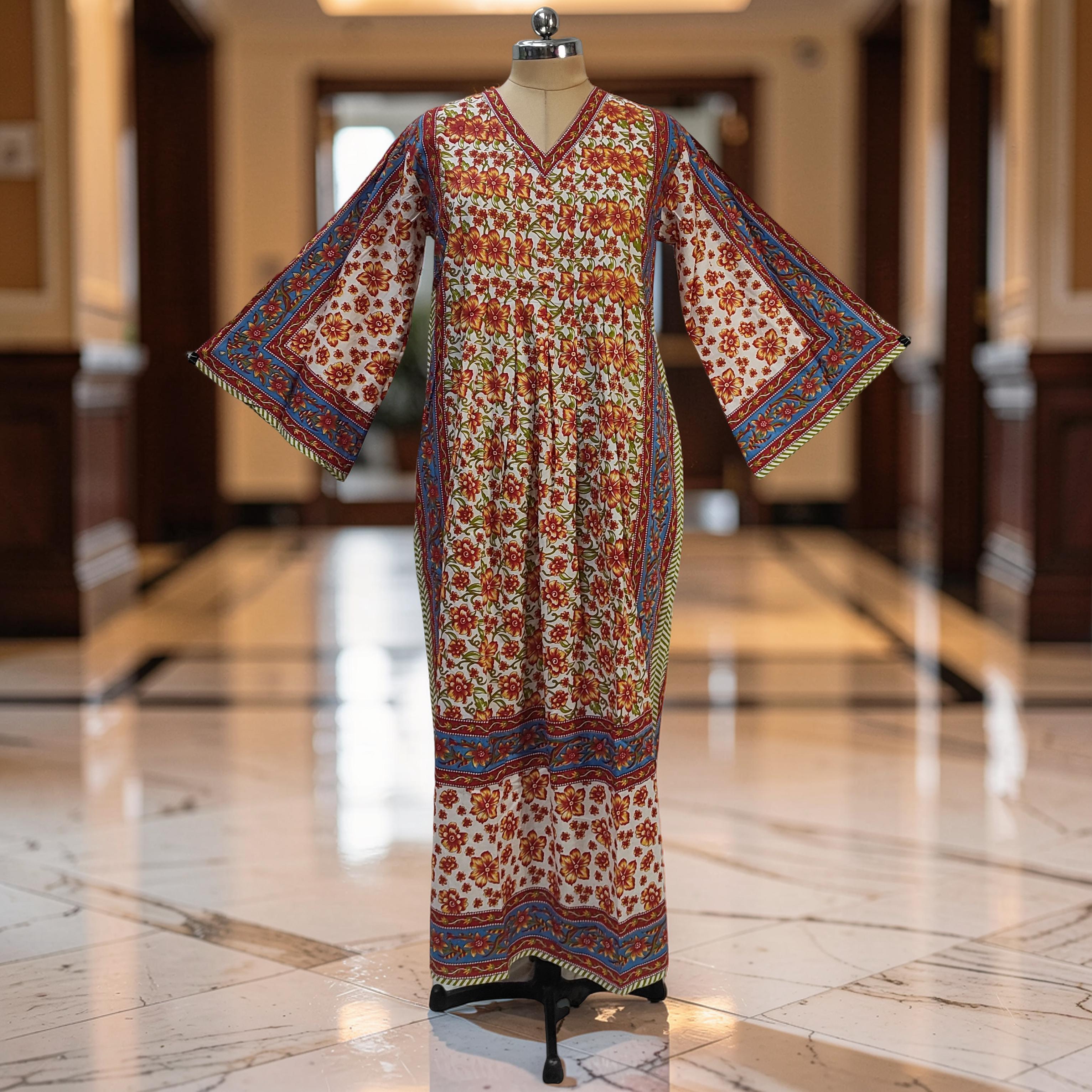 2XL-3XL Amber With Sheila Printed Cotton Dress 57" Long Jalabiya 25616-1342 JP