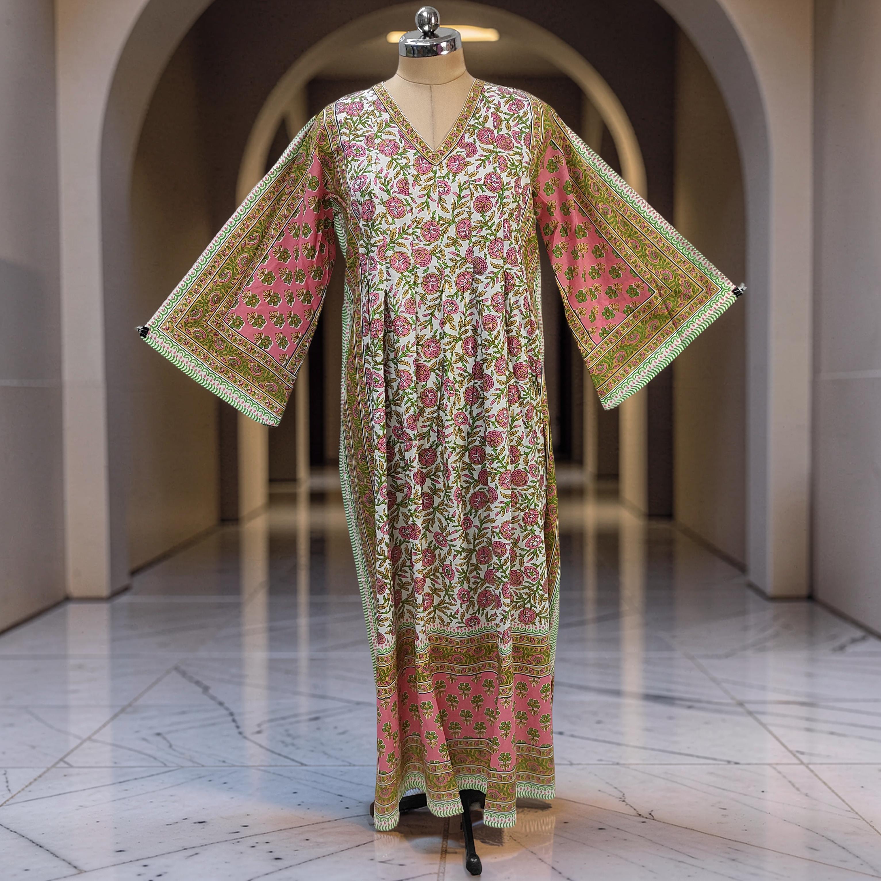 2XL-3XL Amber With Sheila Printed Cotton Dress 57" Long Jalabiya 25618-1342 JP