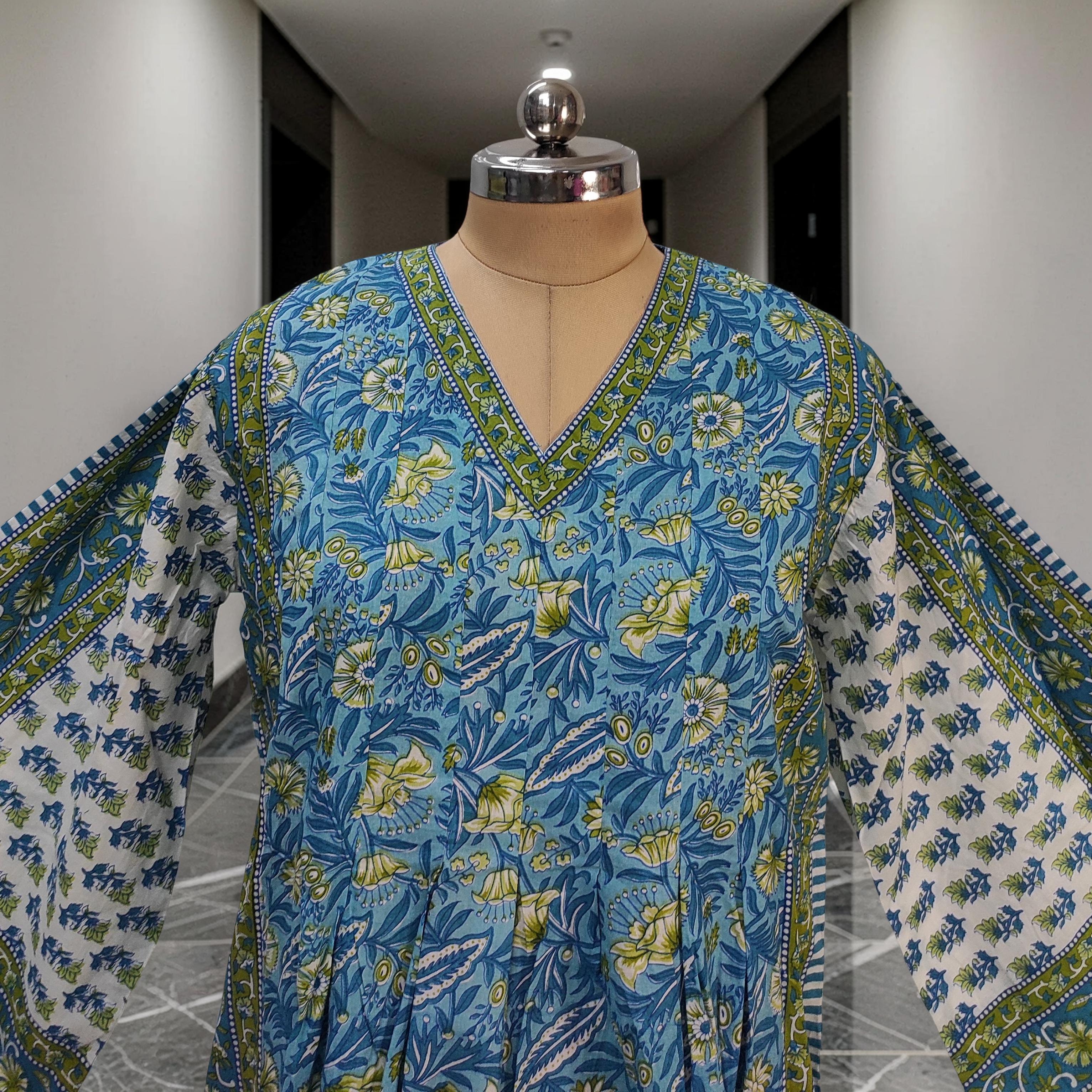 2XL-3XL Amber With Sheila Printed Cotton Dress 57" Long Jalabiya 25619-1342 JP