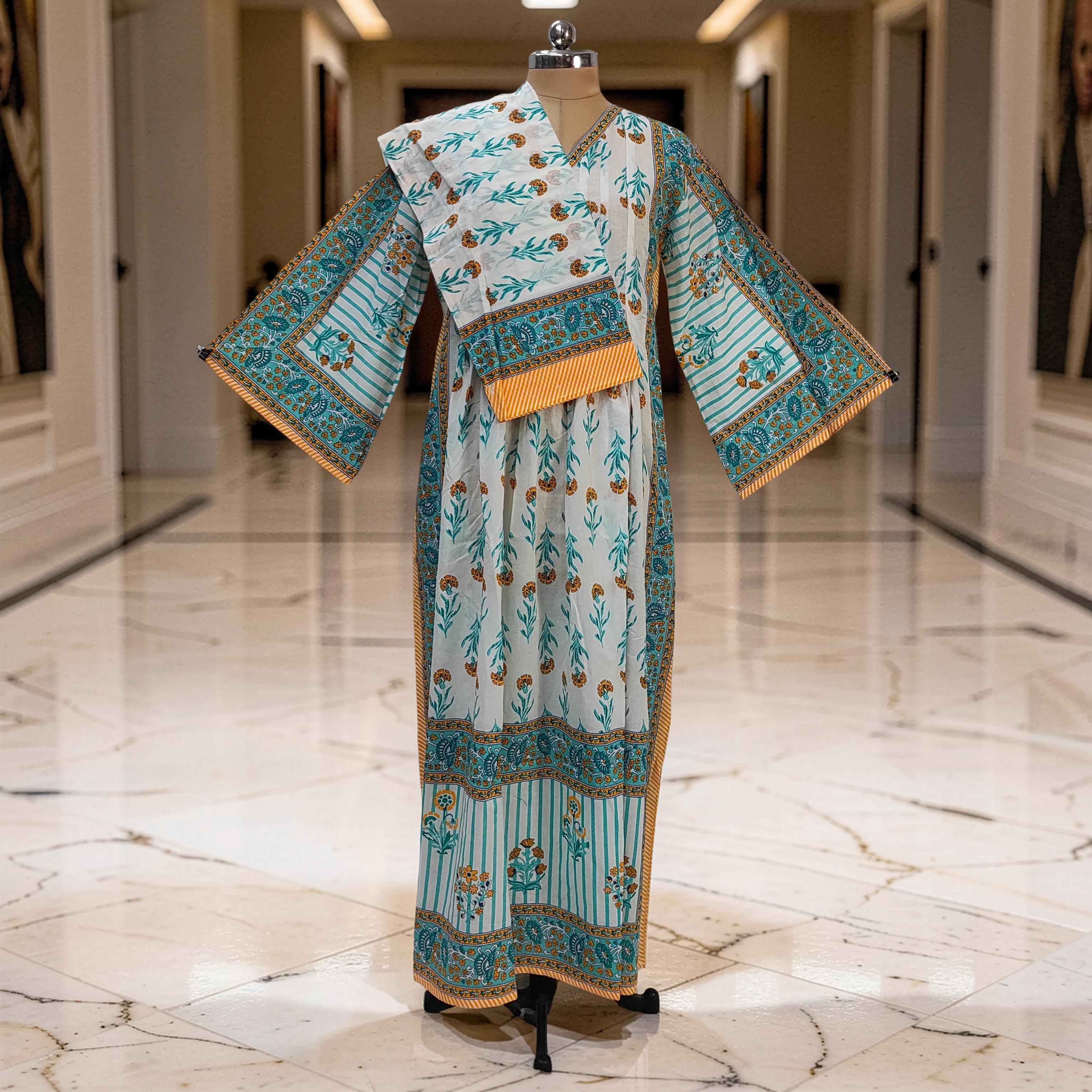 2XL-3XL Amber With Sheila Printed Cotton Dress 57" Long Jalabiya 25620-1343 JP