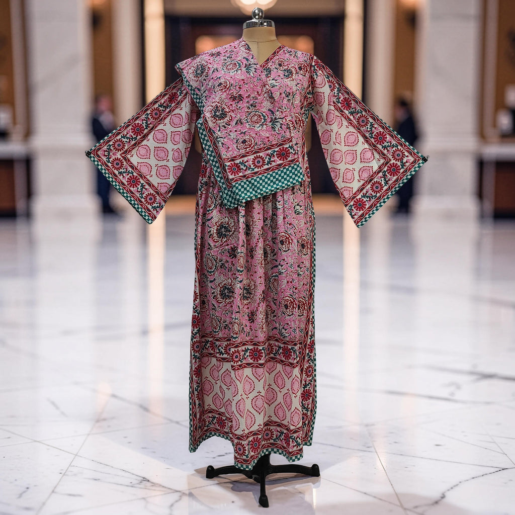 2XL-3XL Amber With Sheila Printed Cotton Dress 57" Long Jalabiya 25624-1343 JP