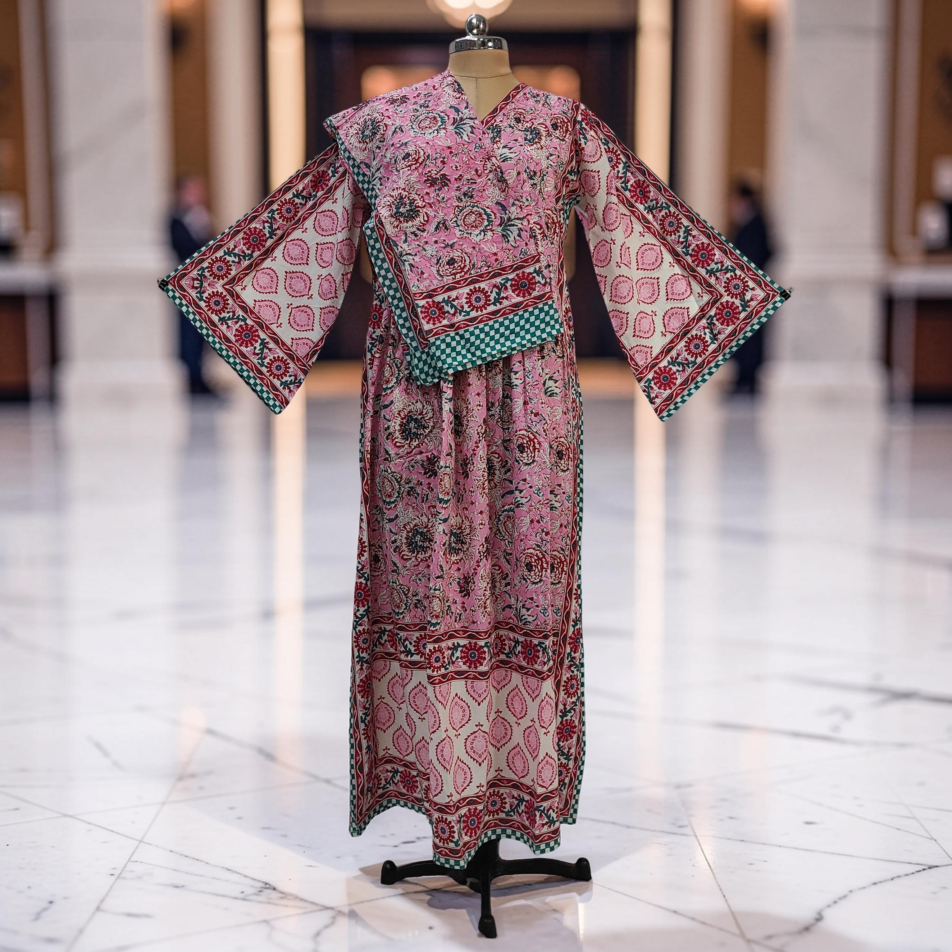 2XL-3XL Amber With Sheila Printed Cotton Dress 57" Long Jalabiya 25624-1343 JP