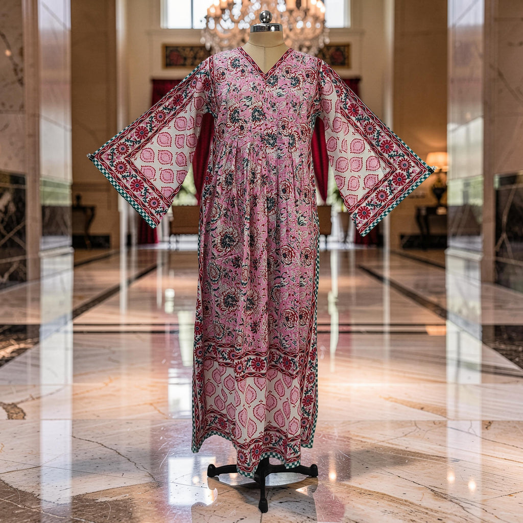 2XL-3XL Amber With Sheila Printed Cotton Dress 57" Long Jalabiya 25624-1343 JP