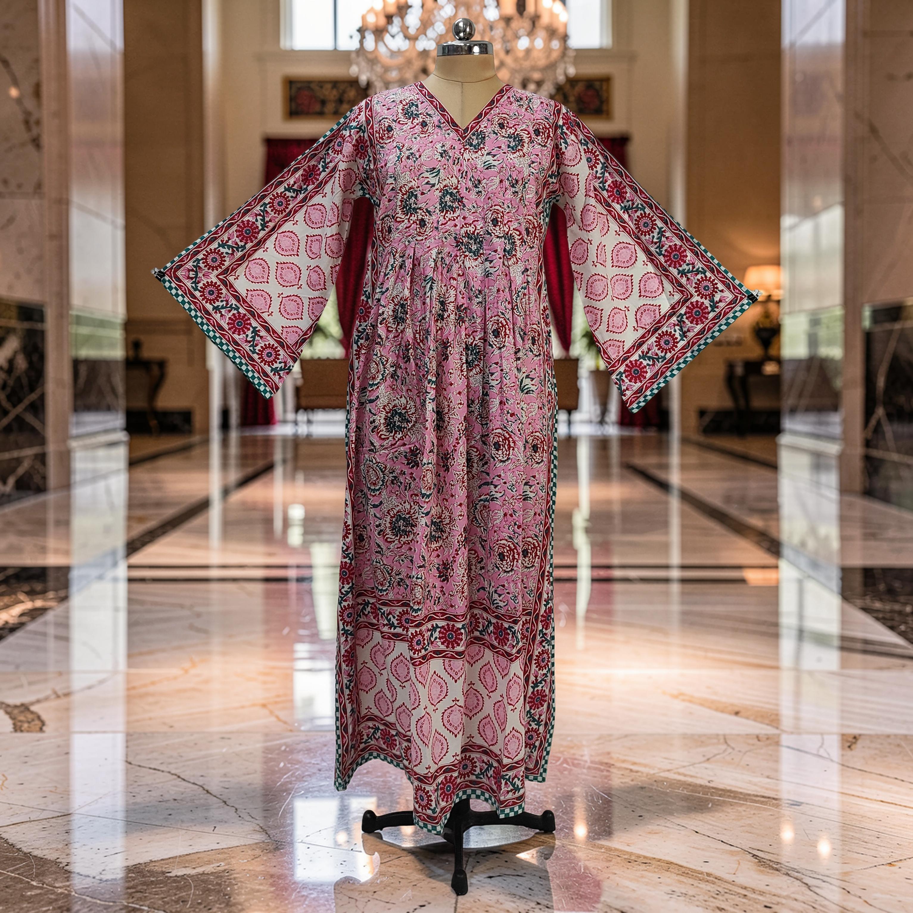 2XL-3XL Amber With Sheila Printed Cotton Dress 57" Long Jalabiya 25624-1343 JP